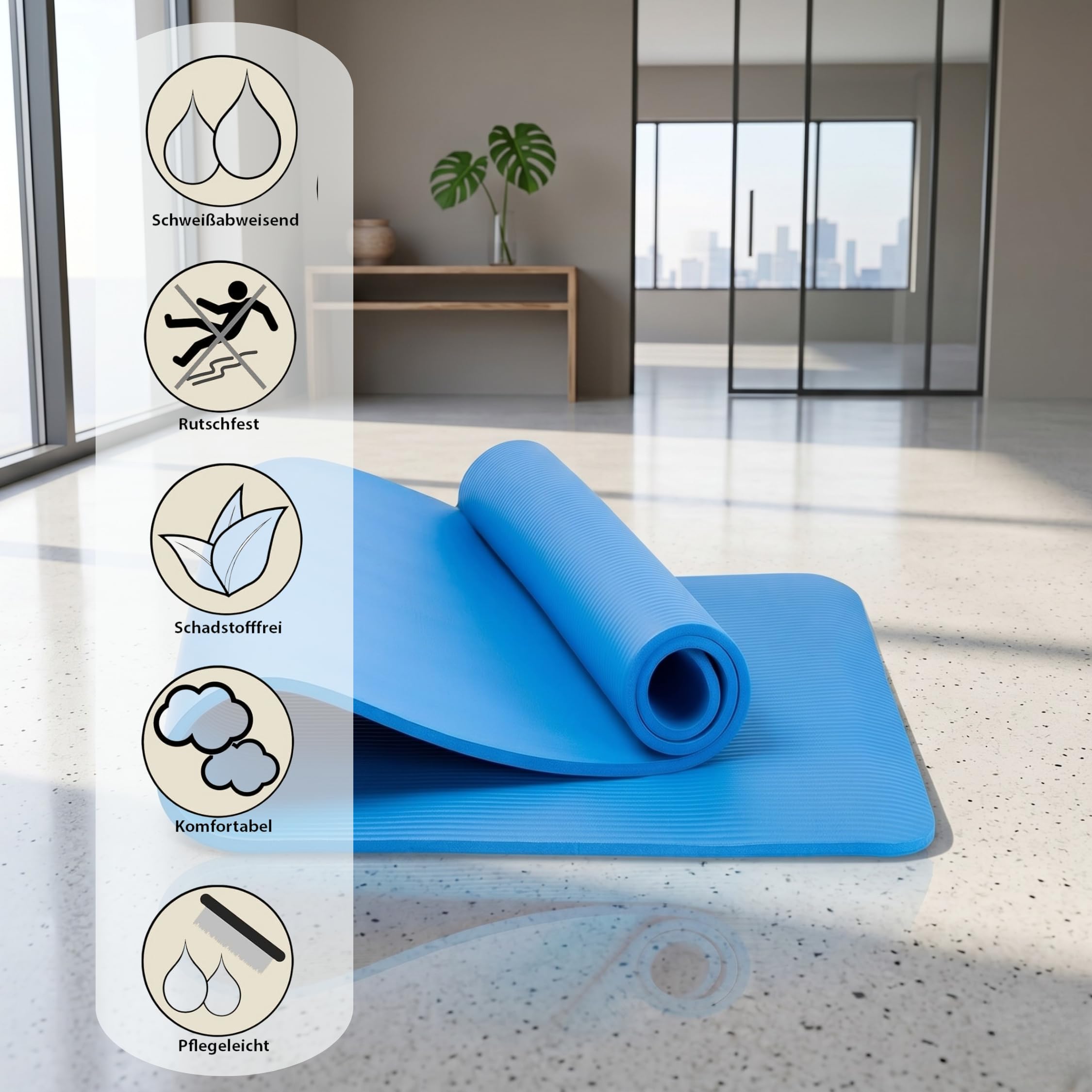 Yogamatte, Fitnessmatte Rutschfest Und Trainingsmatte, Yoga Matte Dicker, Sportmatte Dicke, Gym Matte, Yogamatte Rutschfest, Sportmatte Groß