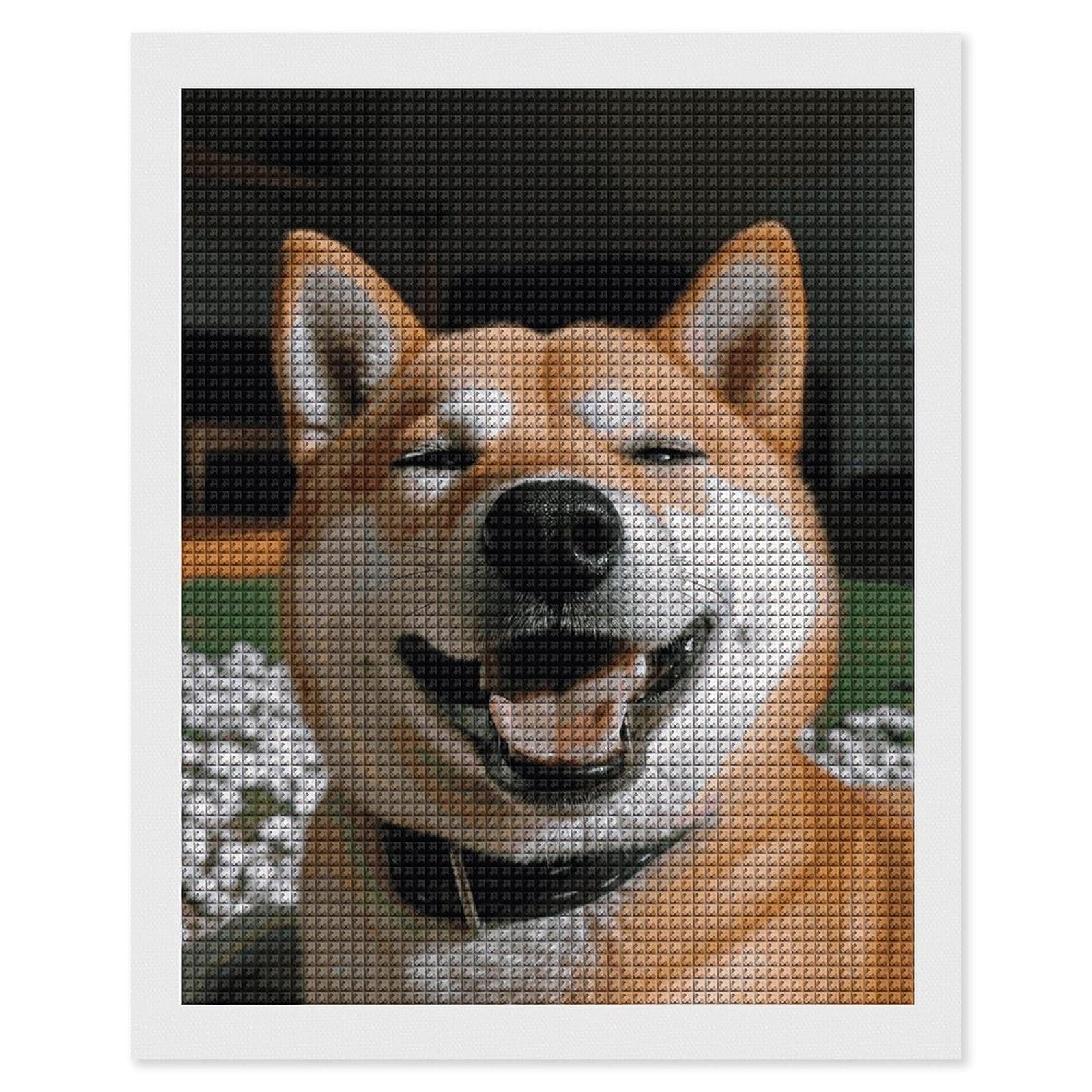 FodPand Shiba Inu Smile Tongue Out 5D Diamond Painting Kits for Adults Beginners Full Drill Square Diamond Dots Pictures Gem Art Supplies for Home Wall Room Decoration DIY Craft Set Gift 16x20