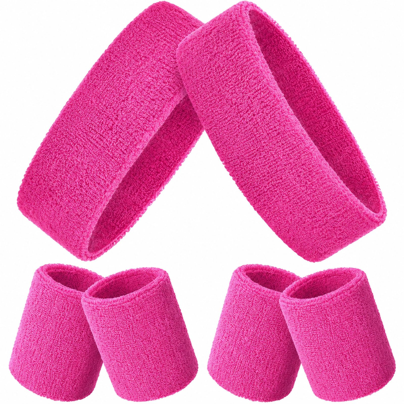 Bememo 6 Pcs Sport Sweatband Set 2 Headband 4 Wristband