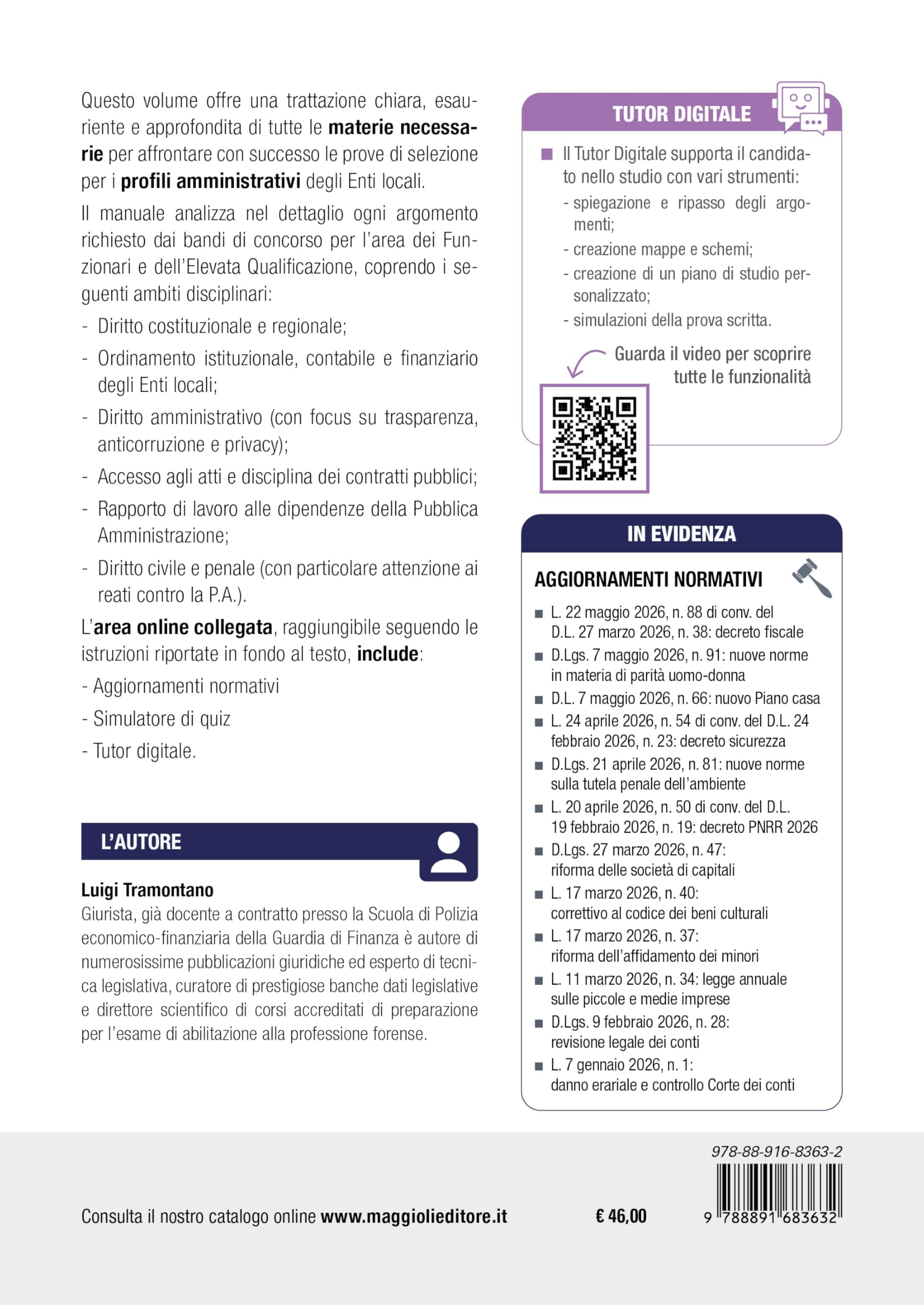 Concorso Istruttore direttivo e funzionario Enti locali. Area Amministrativa dei Funzionari e dell'elevata qualificazione. Teoria e test per tutte le prove. Con espansione online