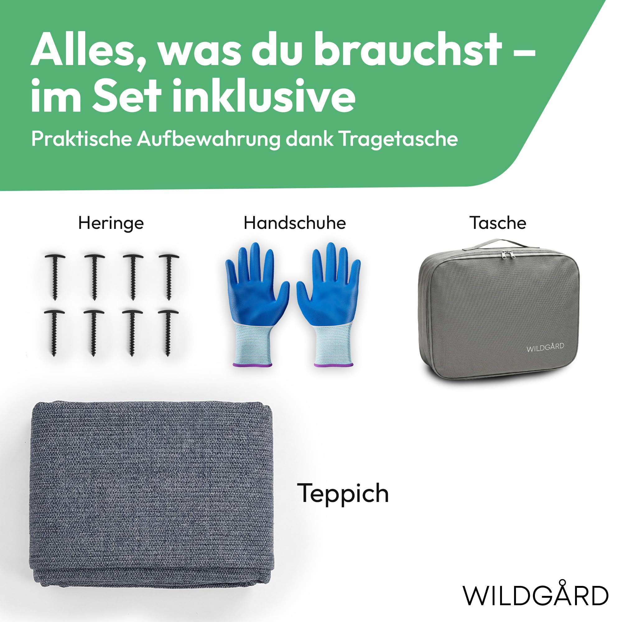 Tapis d'extérieur Bleu Gris différentes Tailles avec Sac de Transport Gants de Jardinage 8 Sardines Camping Caravane
