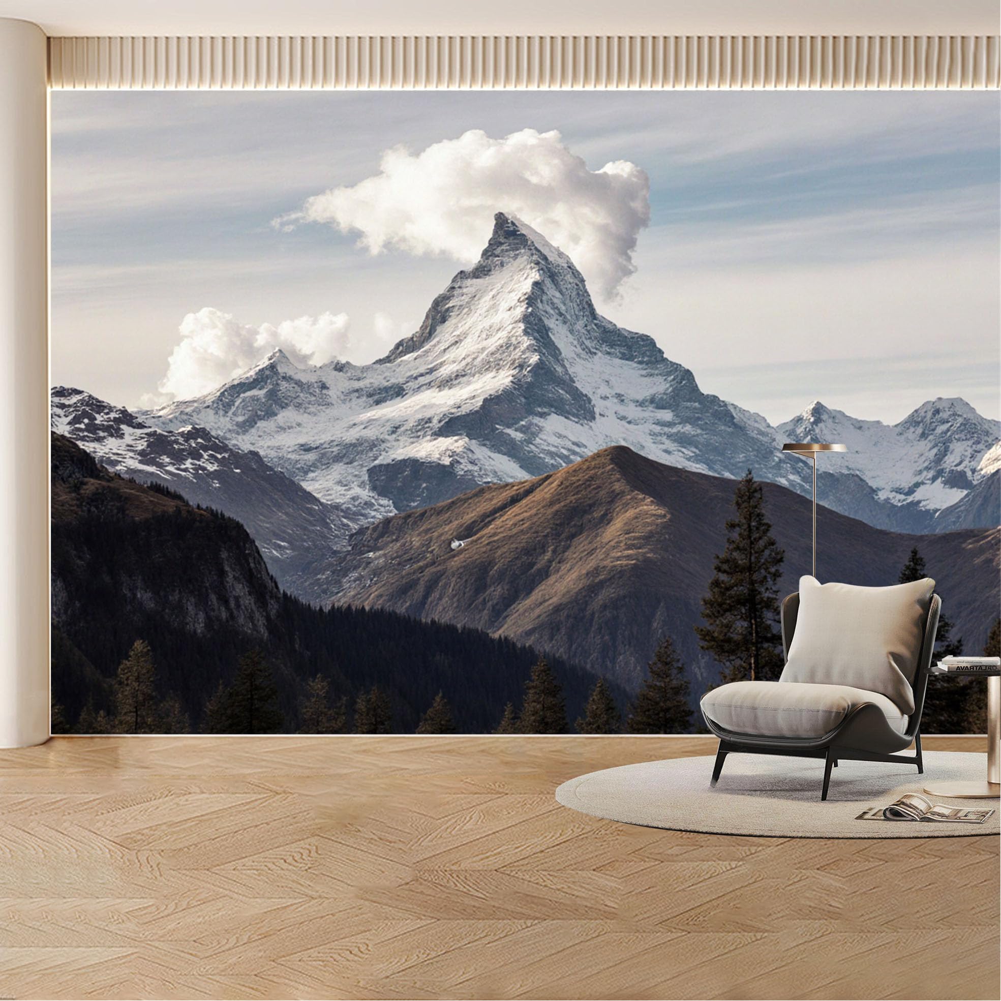 Custom Wall Mural Wallpaper Snow Mountain， Nature Landscape Large Wall Art， Misty Luxury Removable SelfAdhesive Large Photo for Living Room， Bedroom， Office