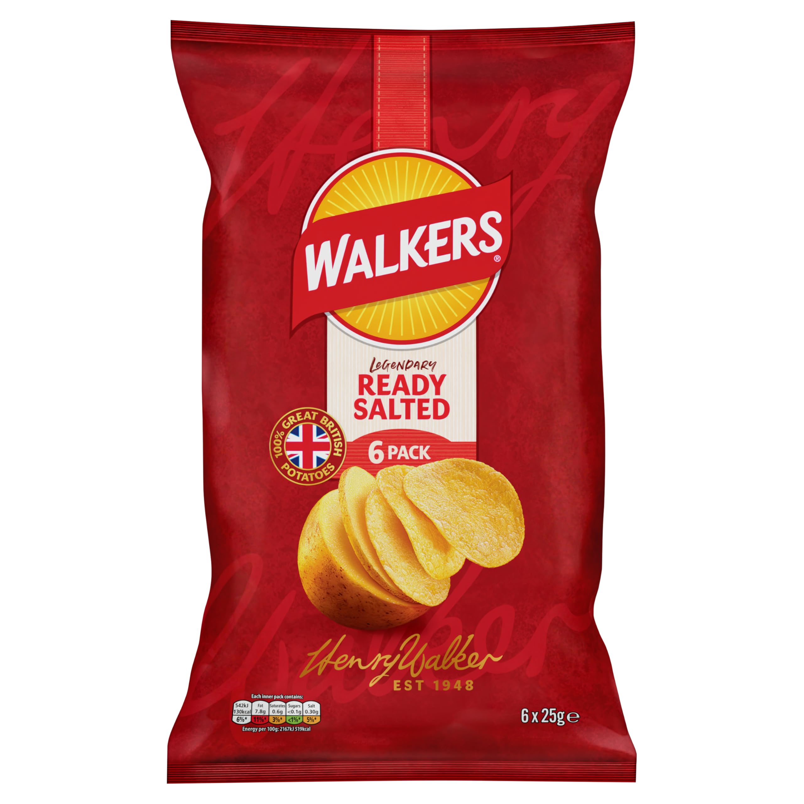 Ready Salted Multipack Crisps 6x25g
