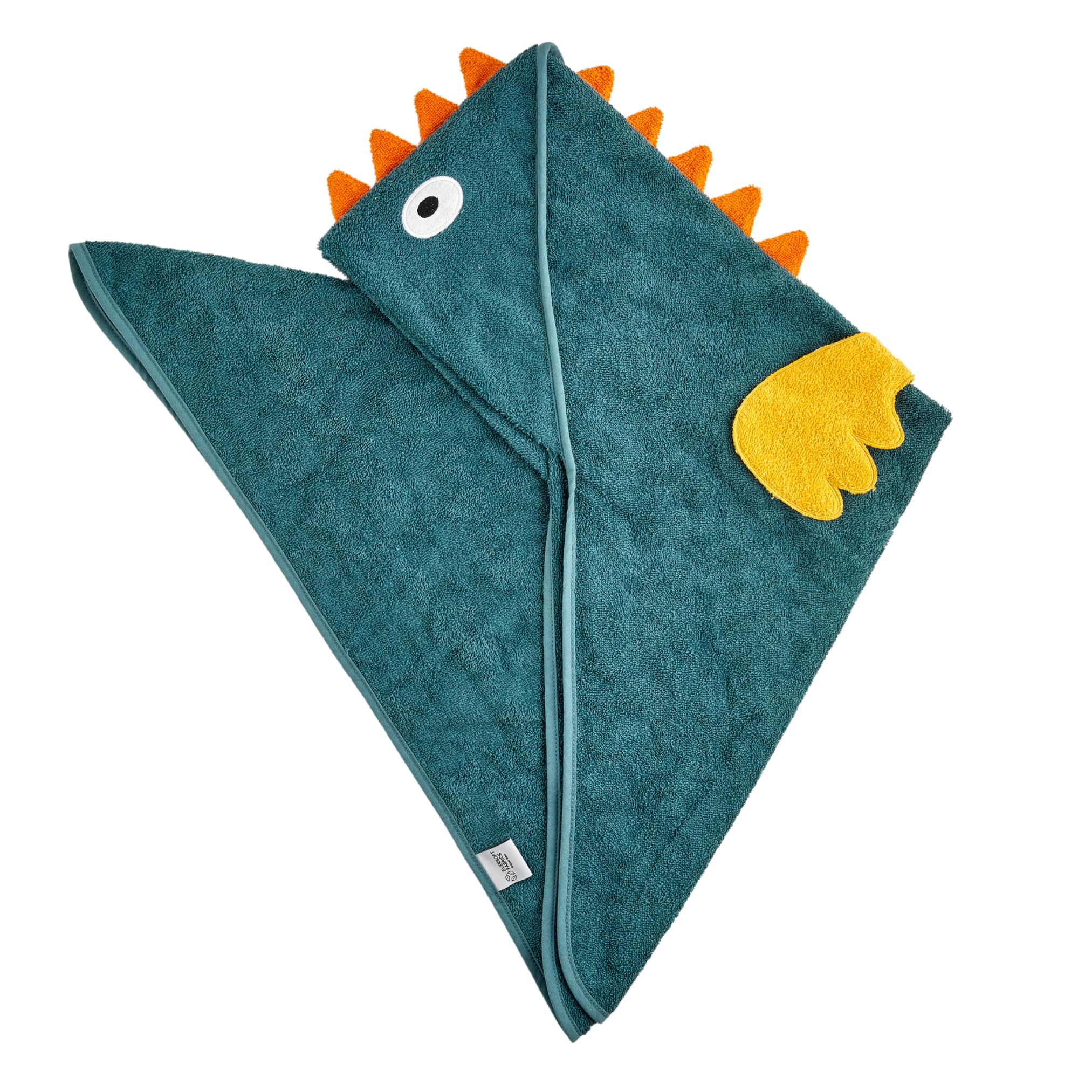 Serviette de bain à capuche pour enfants, motif dinosaure, 100 % coton, douce et absorbante, pour bain, plage et piscine, bleu sarcelle