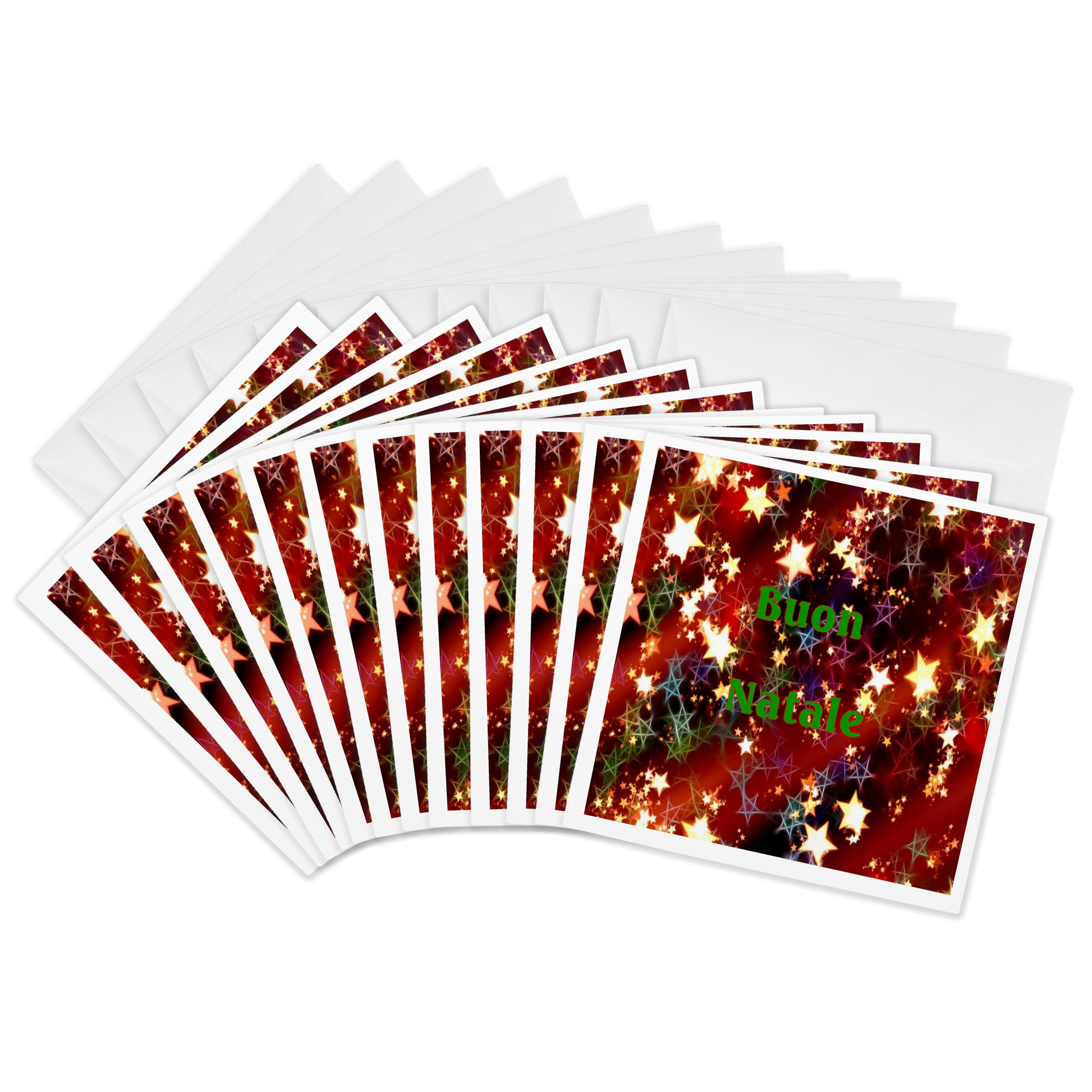 3dRose gc_234665_2 6 x 6-Inch "Image of BUON Natale Italian Christmas on Stars" Greeting Card (Set of 12)