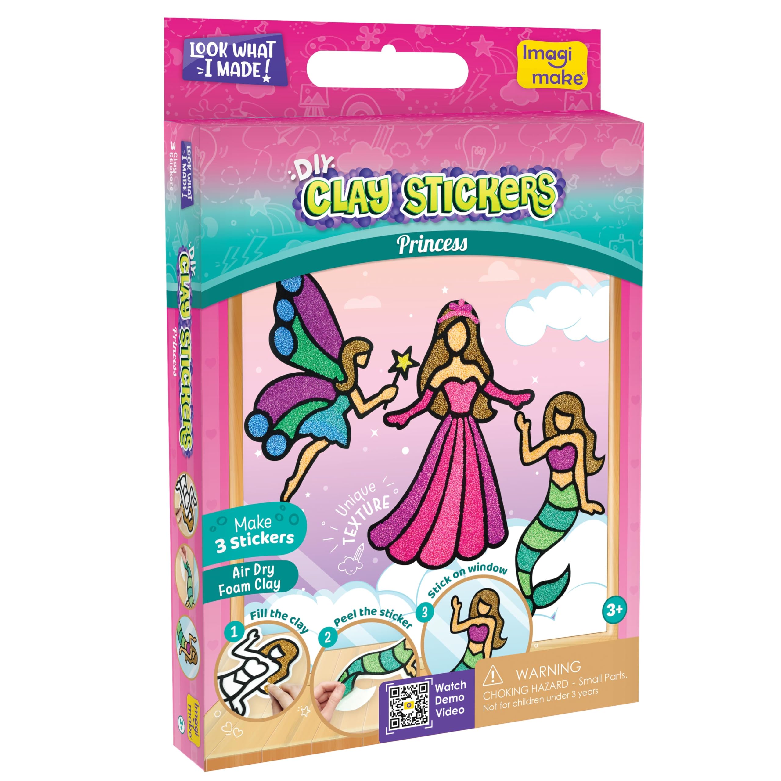 Imagimake Clay Stickers: Princess | Create 3 Unique DIY Stickers Using Air Dry Clay | No Mess, Travel-Friendly | Return Gifts for Kids Ages 3,4,5,6,7