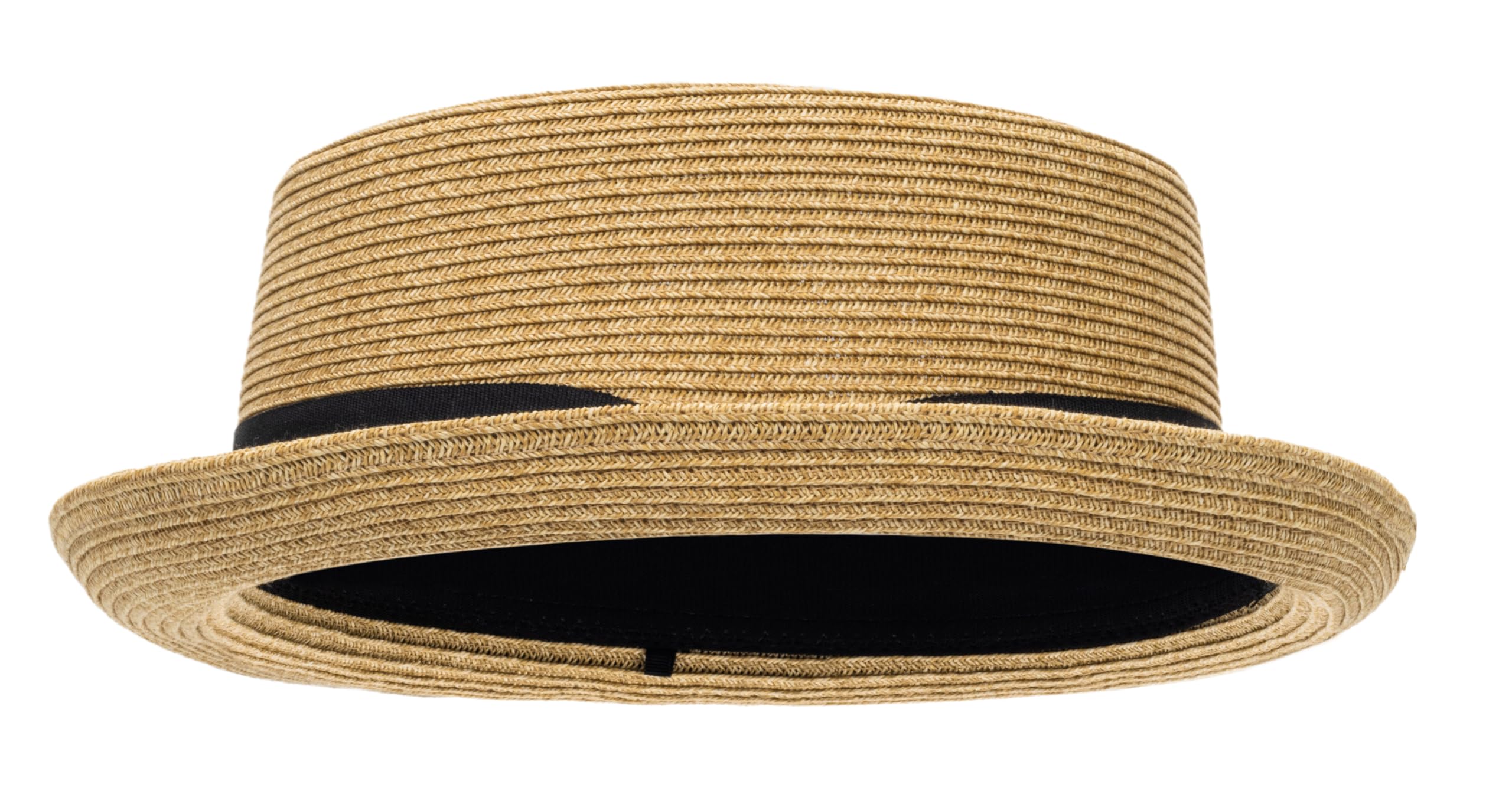 Sombrero clásico de paja de pastel de cerdo para mujeres y hombres, sombrero de verano con ala enrollable, sombrero de paja Fedora sombrero de playa con lazo