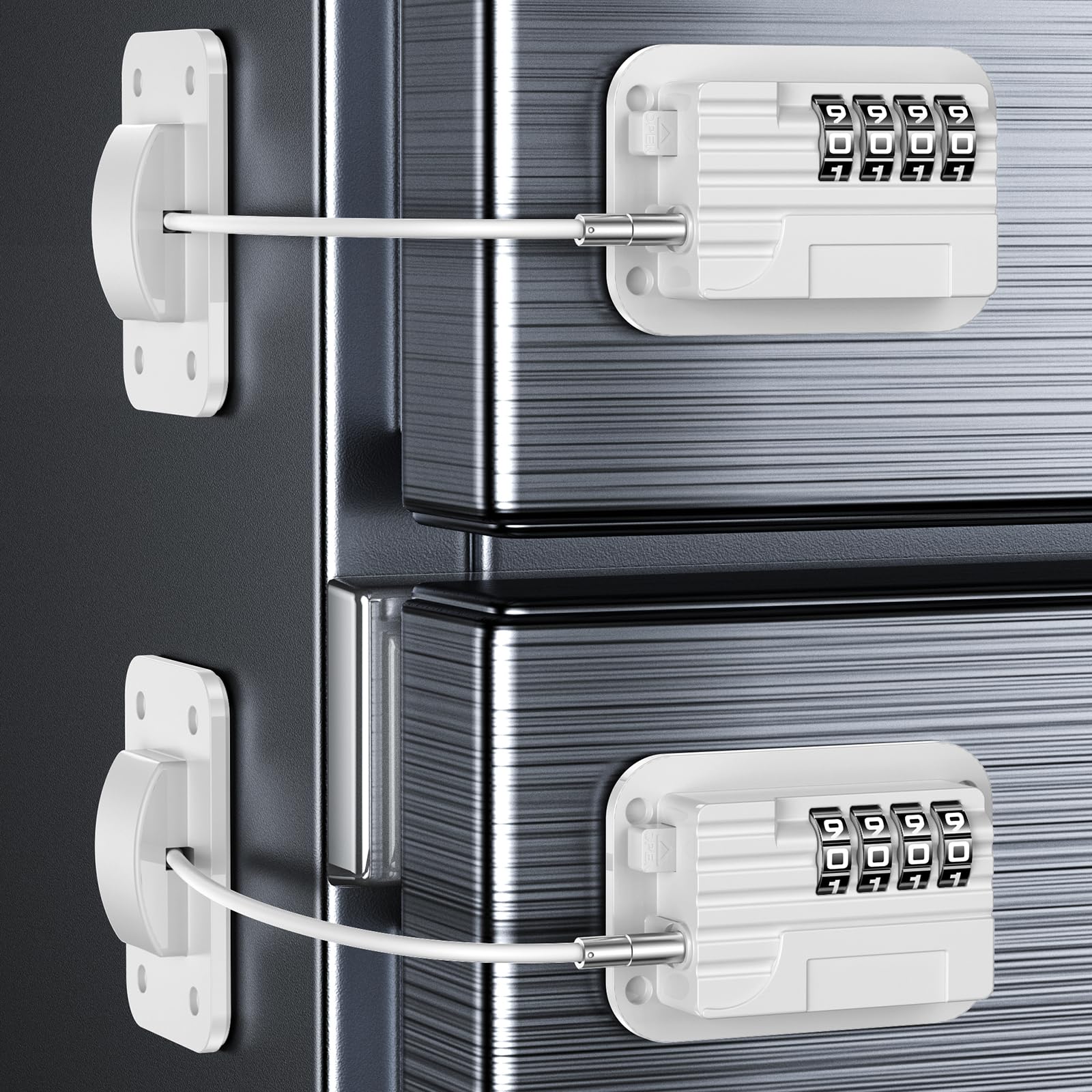 Wilniry White-2 Piece Refrigerator Locks With Password, Child Proof Fridge Door Locks For Kitchen Refrigerator, Cabinets And Drawers, Closets, Windows, Doors-No Tools Need Or Drill (Patent) (White-2 Piece)