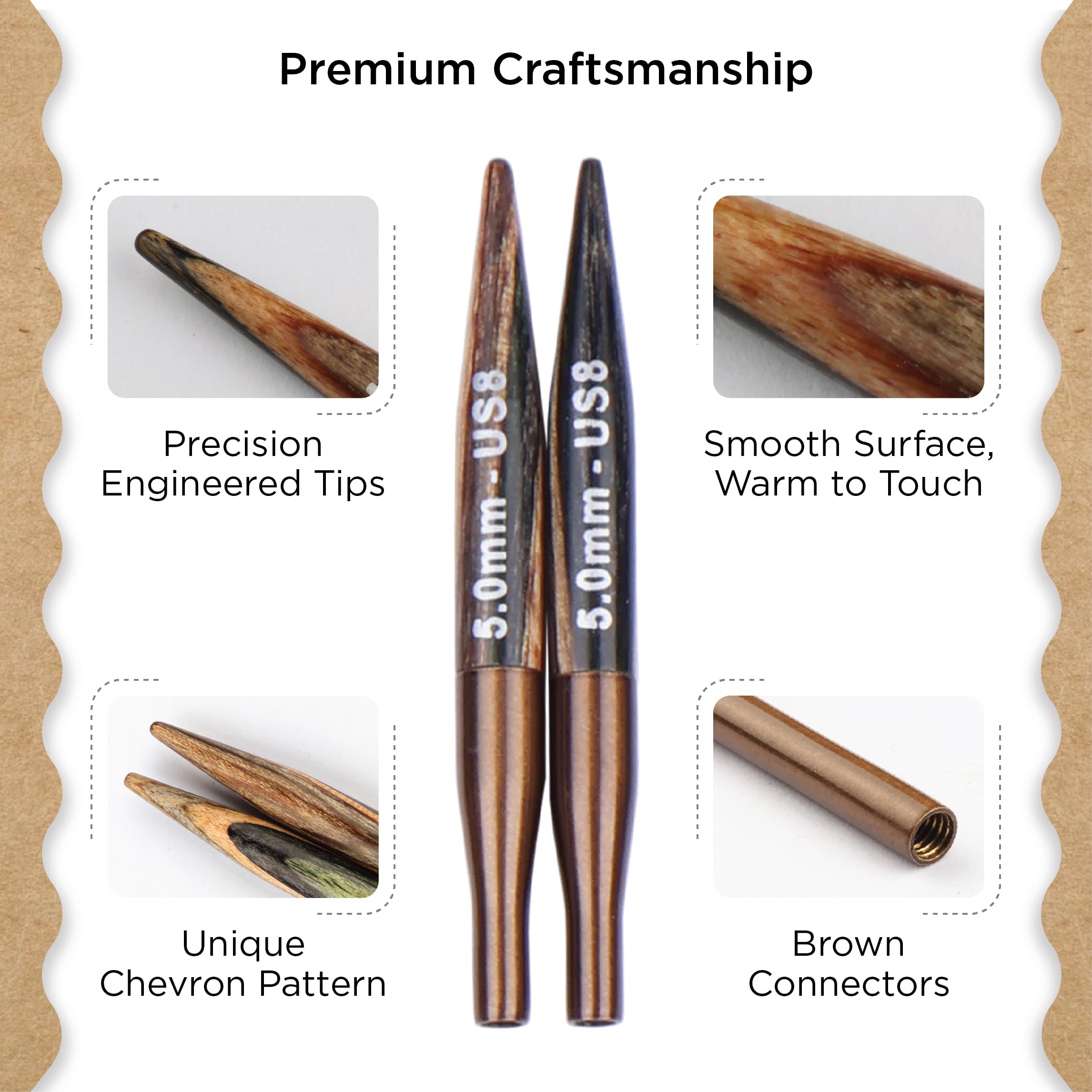 Knitter's Pride Terra Mini Interchangeable Knitting tip 5.0 mm - 1 piece, Green/Brown, 3.50mm - Image 3
