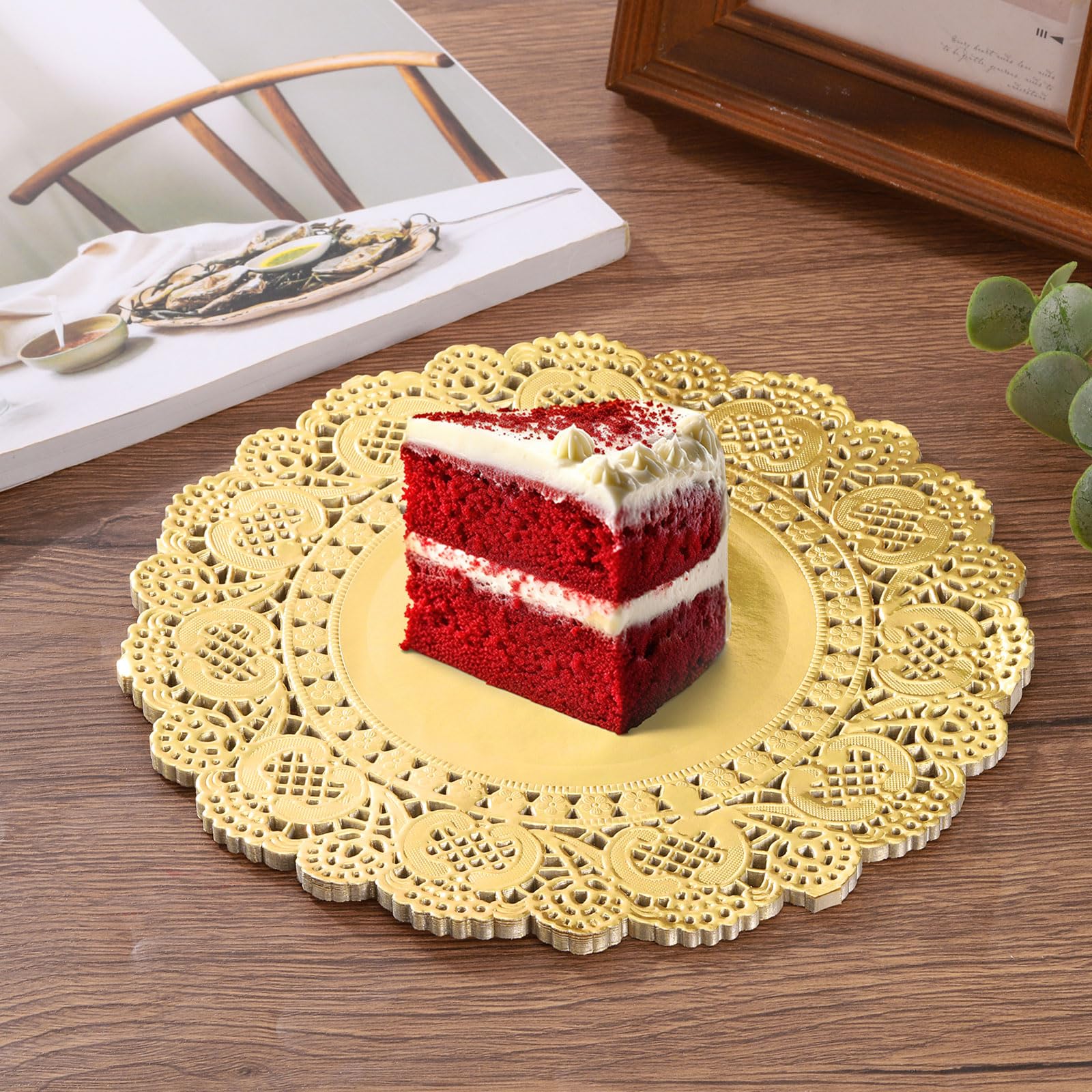 50 Centrini Di Carta Oro Rotondi - Per Matrimoni, Compleanni E Torte | Decorazione Elegante E Pratica - Foto 3
