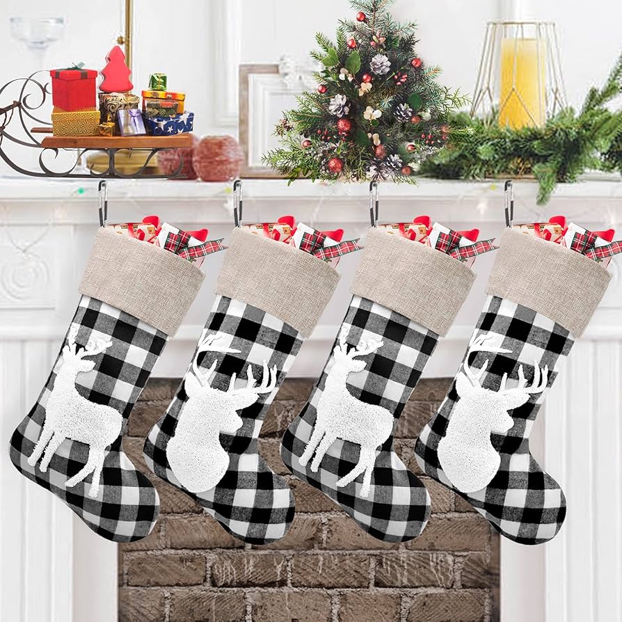 Custom plaid christmas stockings Clearance