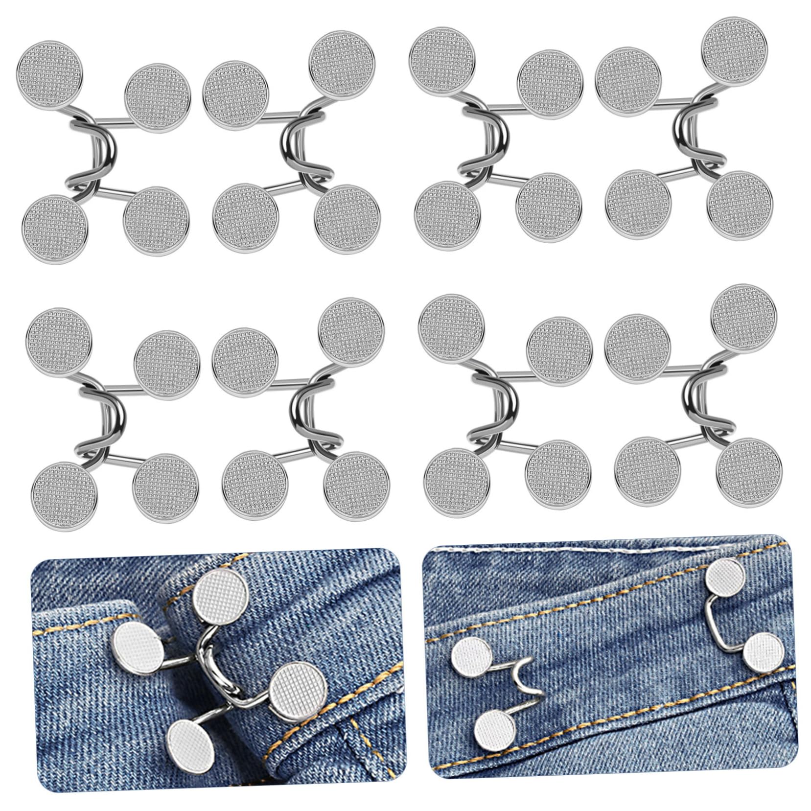 SHINEOFI 40 Juegos ajuste de cintura de jeans extensor manos fijador ajustador - Botón cintura jeans - Clips para cinturón de vaqueros. reemplazo de botones de jeans tensor de cintura Metal