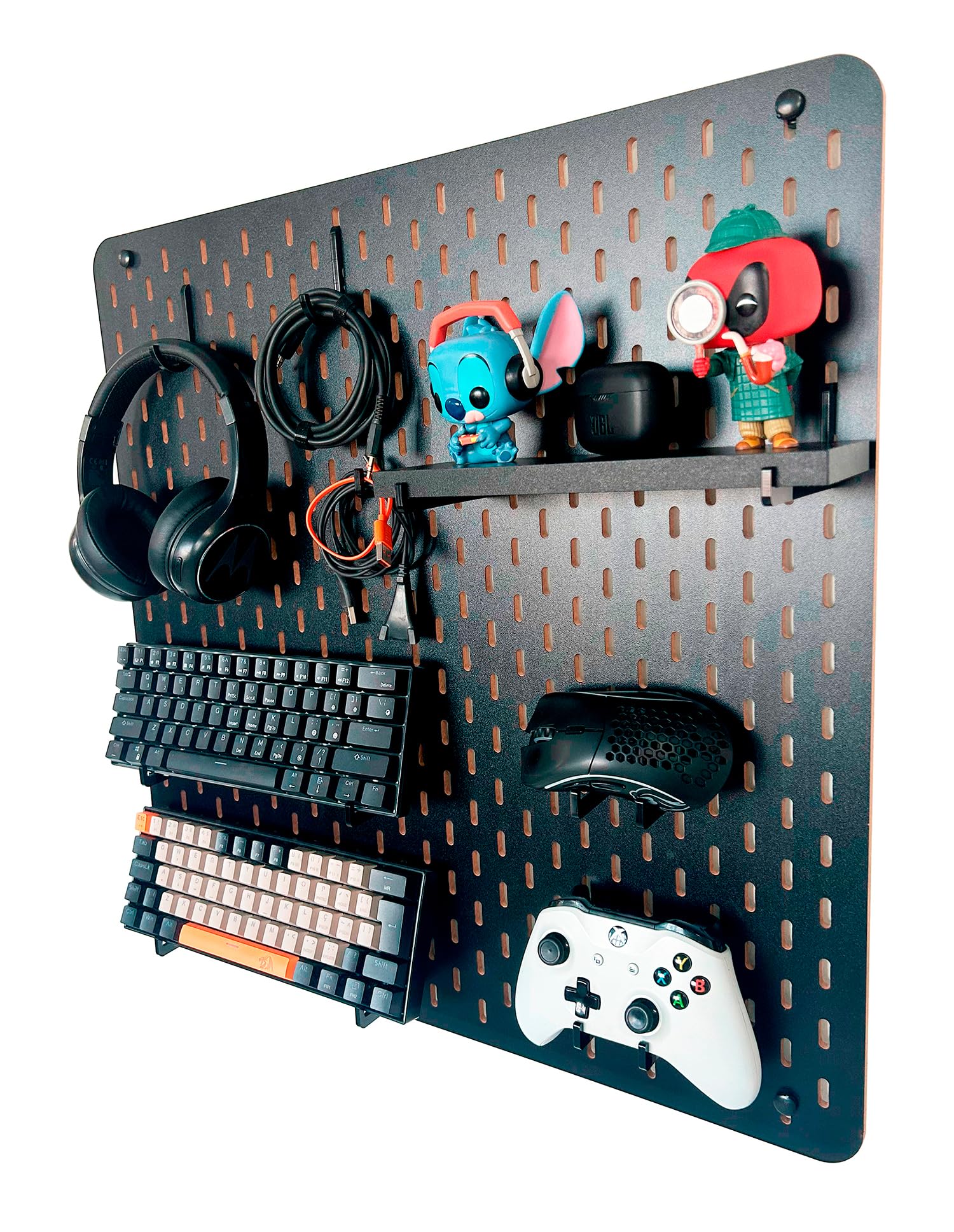 Peg Board home office setup gamer organizar perifericos (59x59cm, PRETO)