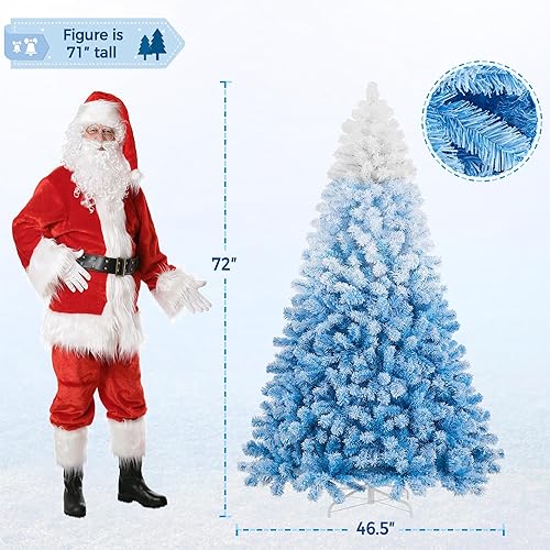 Vista 57 de Yaheetech 7.5ft Pre-lit Spruce Artificial Christmas Tree Snow Flocked Hinges Tree with 550 Multicolor LED Lights & 1284 Branch Tips & Metal Stand