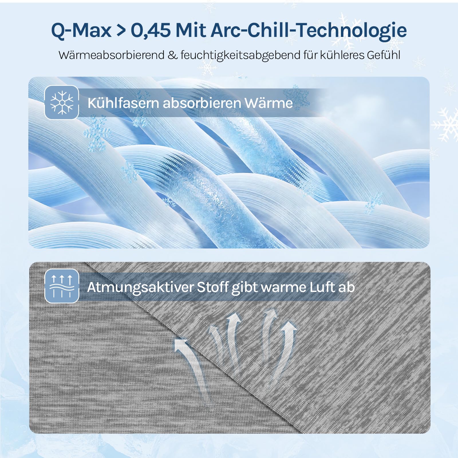 WOLTU Kühldecke mit Q-Max>0.45 fürs Schlafen, Sommerdecke Selbstkühlende Decke Mikrofaser Arc-Chill, kühl und hautfreundlich, weiche Sofadecke Reisedecke 150 x 200cm Grau