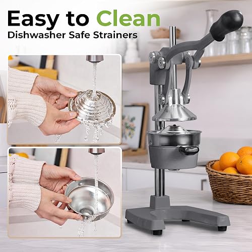 Zulay Kitchen Presse-agrumes Manuelle en Fonte, Presse de Jus Presse d'Oranges Manuelle pour Agrumes, Robuste Presse de Fruits en Acier Inoxydable, Extracteur de Jus en Fonte, Entsafter Manuel pour - 5