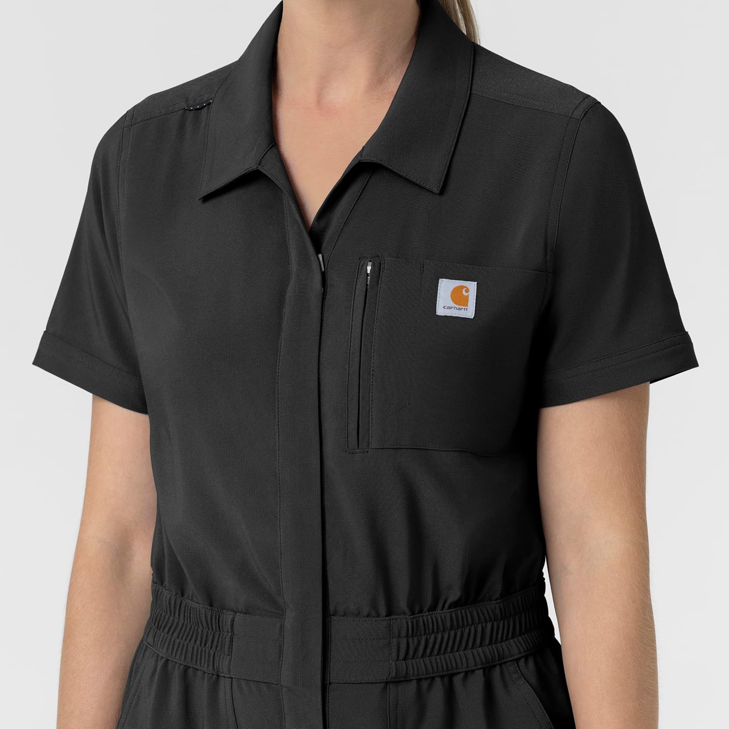 Carhartt Force Cross-Flex Scrubs for Women’s Force Cross-Flex Short Sleeve Scrub Coverall - Black, XS