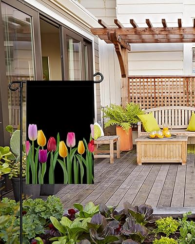 Miniatura 6 de Bandera de jardín negra de 28 x 40 pulgadas de doble cara para todas las estaciones banderas decorativas de bienvenida para decoración exterior