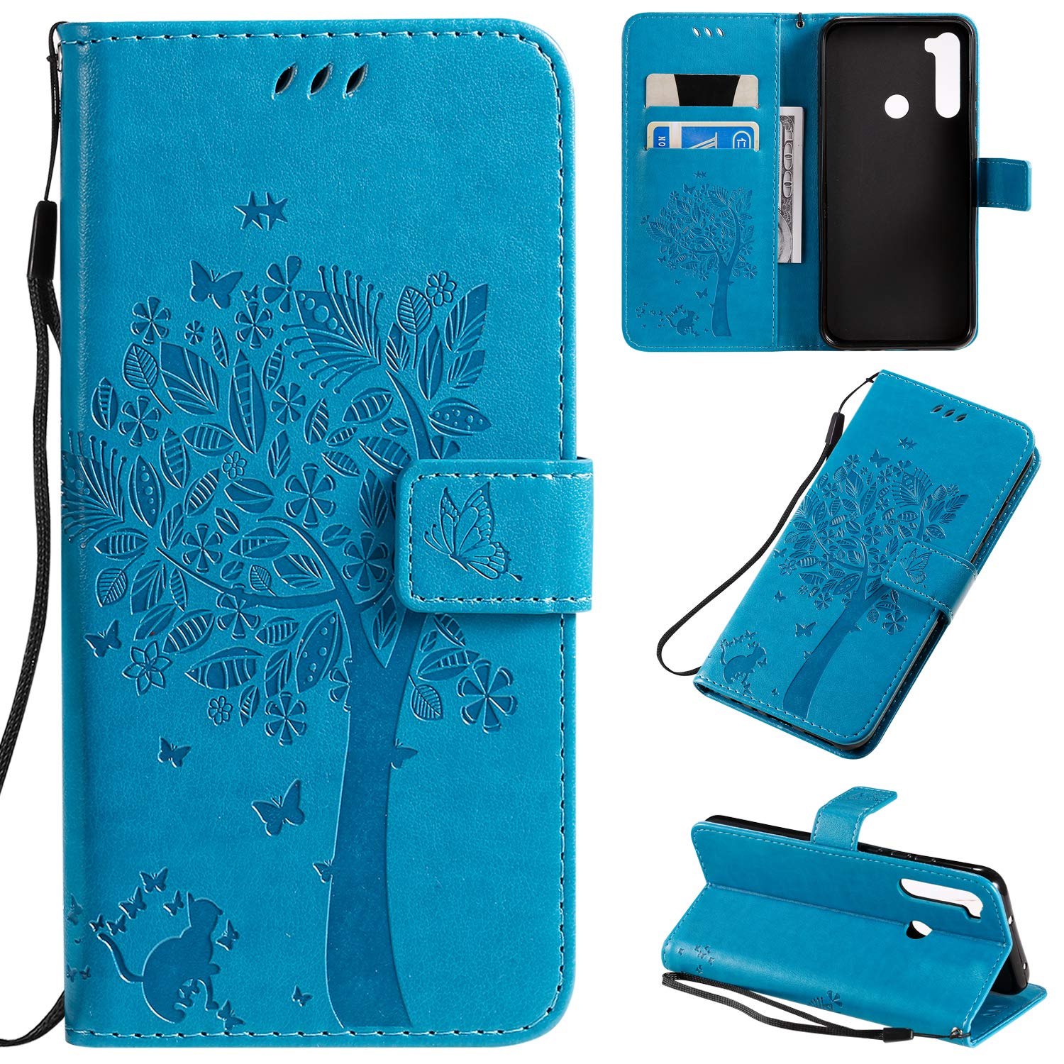 Haninsuze Cover per Xiaomi Redmi Note 8T Custodia Cover Pelle Libro Portafoglio con Porta Carte Magnetica Protezione Antiurto Cuoio Flip Case Custodia Cover per Redmi Note 8T, Gatto