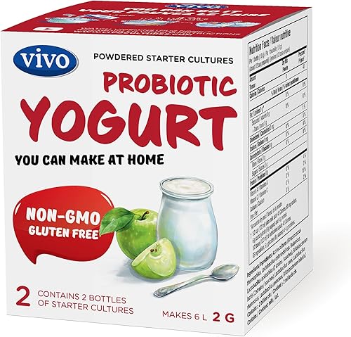VIVO Iniciador de yogur probiótico/natural (5 cajas. 10 botellas) Hace hasta 30 cuartos de galón de yogur.