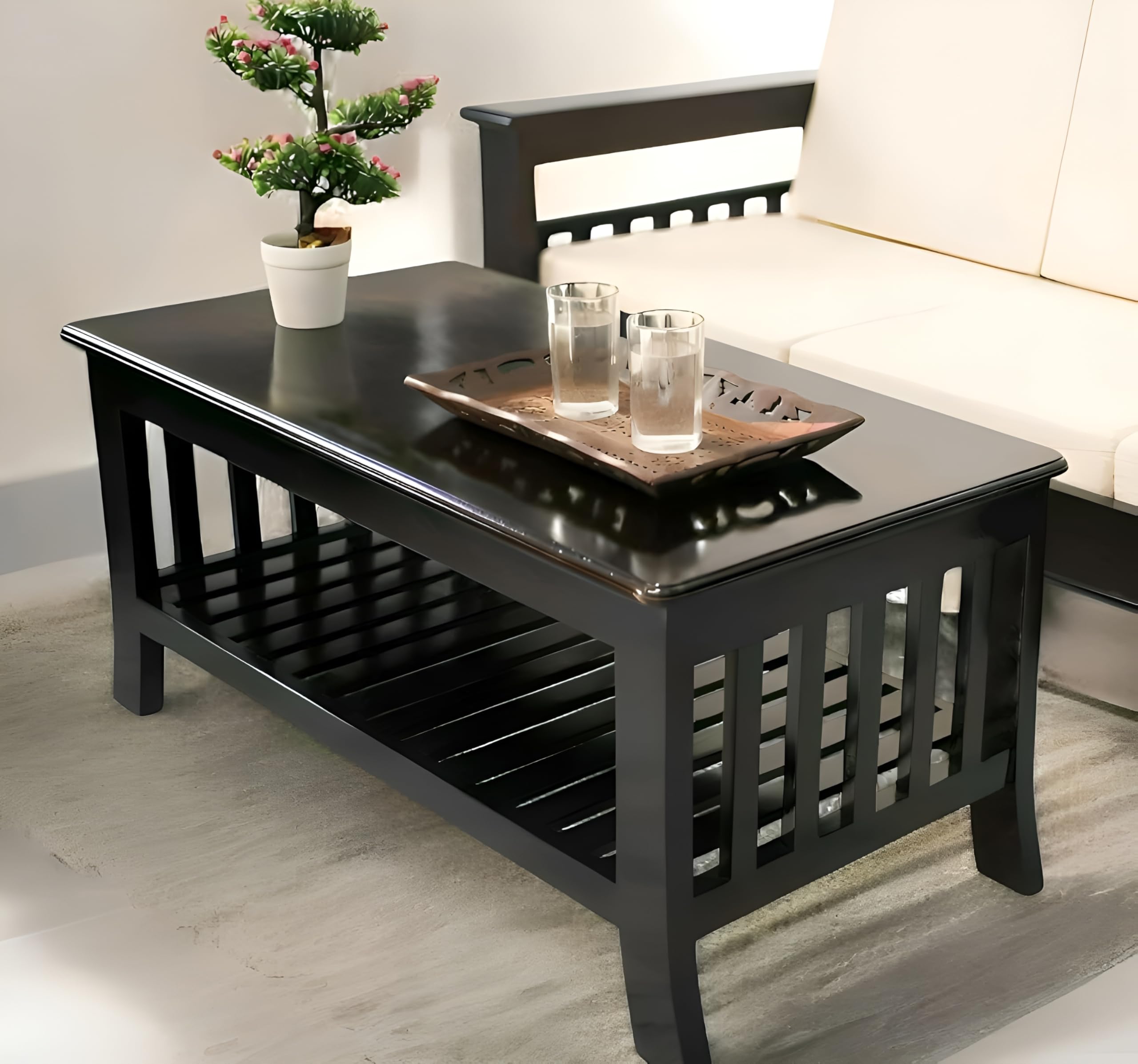 Wellborn Solid Sheesham Wood Coffee Table/Center Table for Living Room, Bed Room, Waiting Room, Hotels, Office, Restaurant, Cafe | Wooden Coffee Table | Sheesham Wood Coffee Table | (Walnut Finish)-image-47