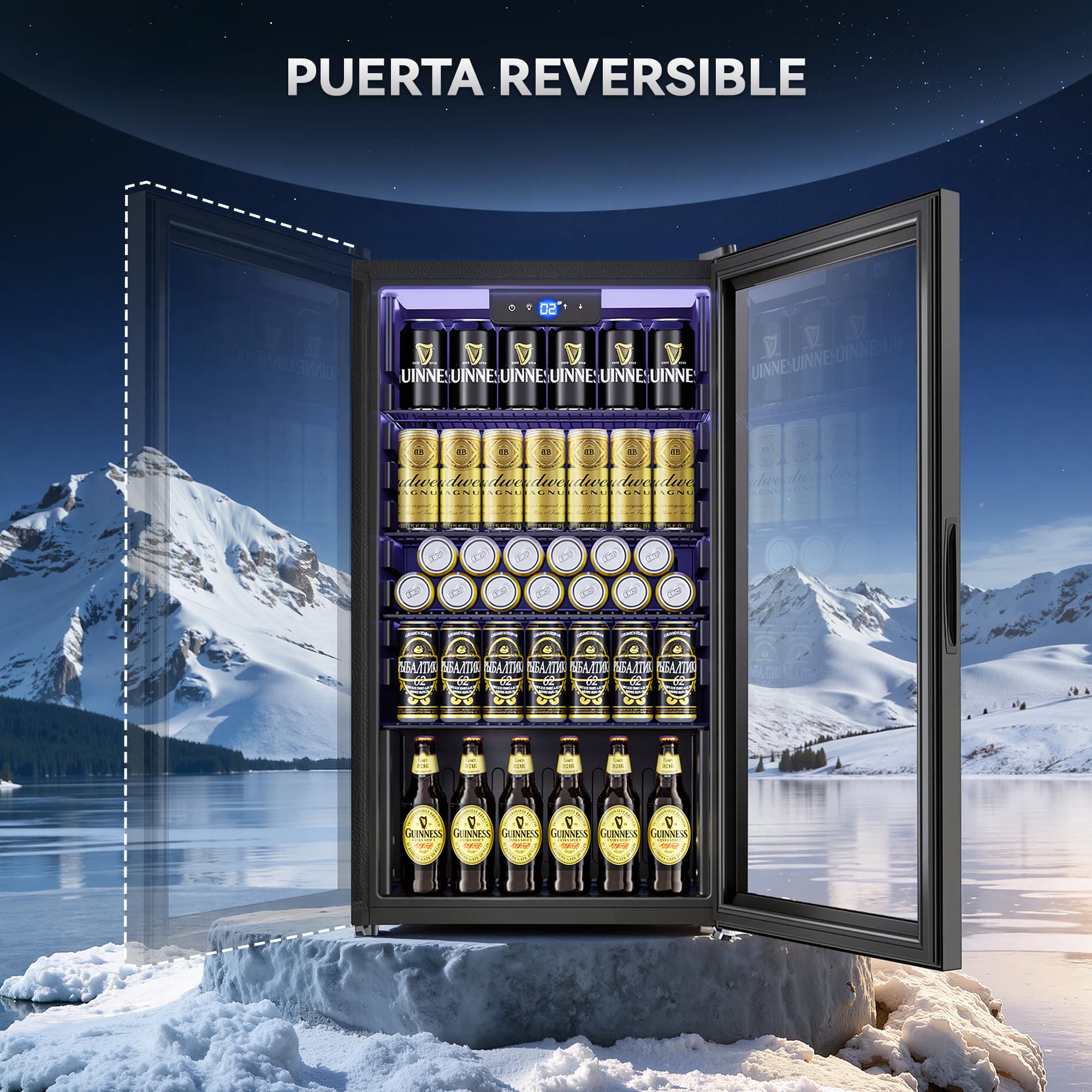 TRIUMPHKEY Frigorífico para Bebidas 86L con Puerta de Cristal, Mini Nevera para Bebidas con 4 Estantes Ajustables, Capacidad para 130 Latas, Ideal para Cerveza, Refrescos, Hogar, Bar y Oficina