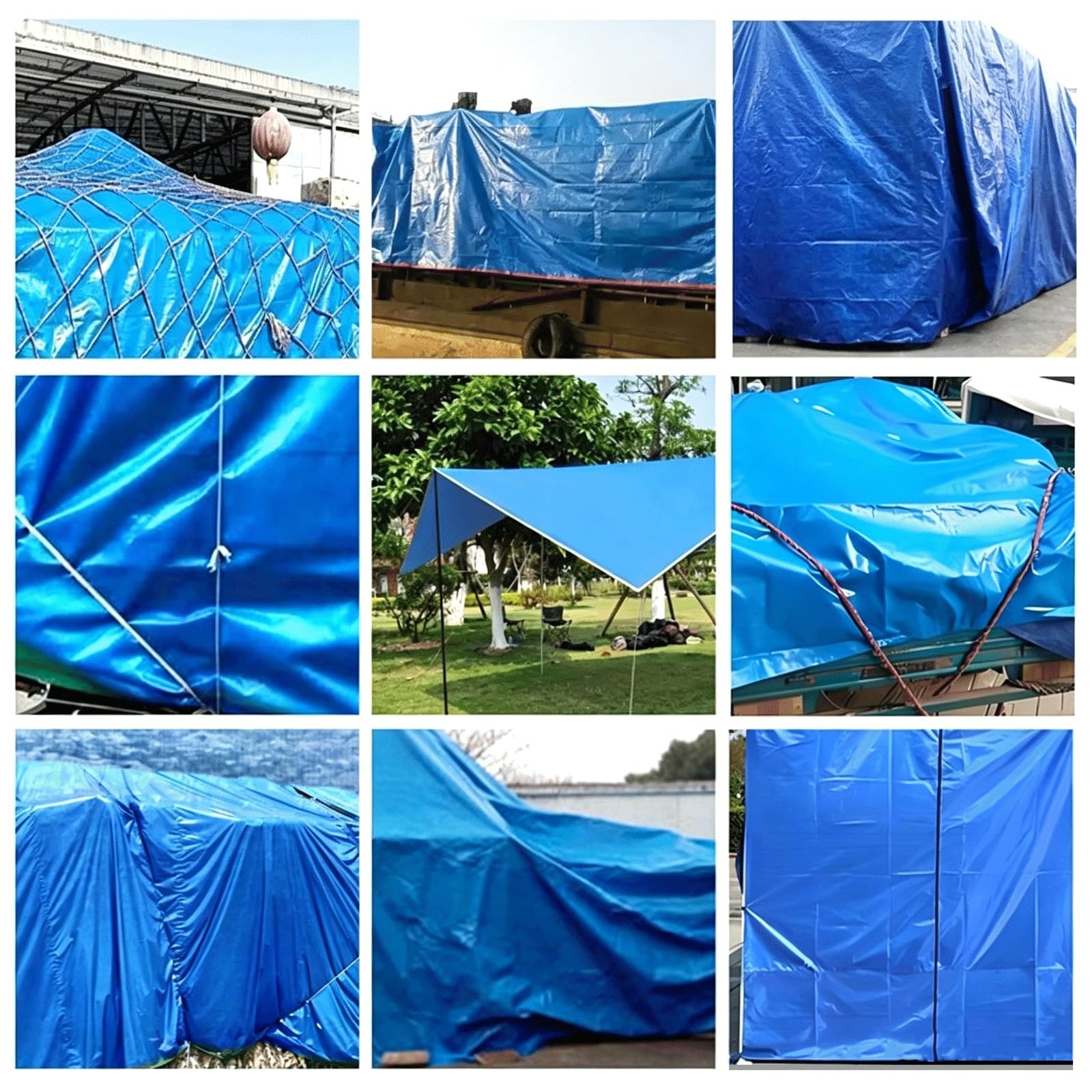 Plandeka Osłonowa 220 x 240 cm Odporna Na Anti UV I Rozdarcia Wzmocnionymi Krawędziami Wodoodporna Płachta Plandekowa Do Samochodu Basenu Biwakowania Mebli Drewnianych, Niebieski