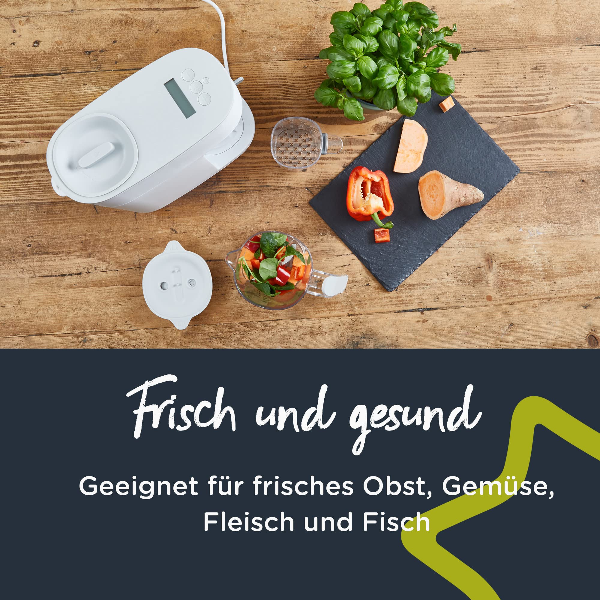 Tommee Tippee Quick Cook Babynahrungszubereiter, Dampfgaren und Mixen, geeignet für alle Entwöhnungsphasen, weiß