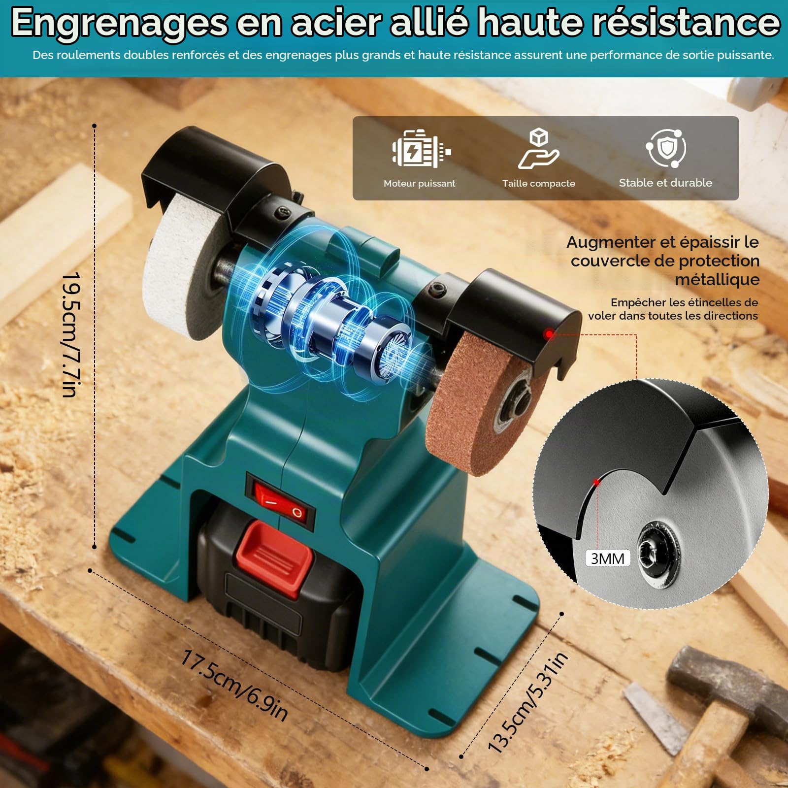 Ponceuses à Bande, Mini Meuleuse Sans Fil avec Batterie de 2400 mAh Affûteuse de Couteaux Électrique Polisseuse etite Meuleuse D'établi avec Papier de Verre Meule pour Bois MéTal