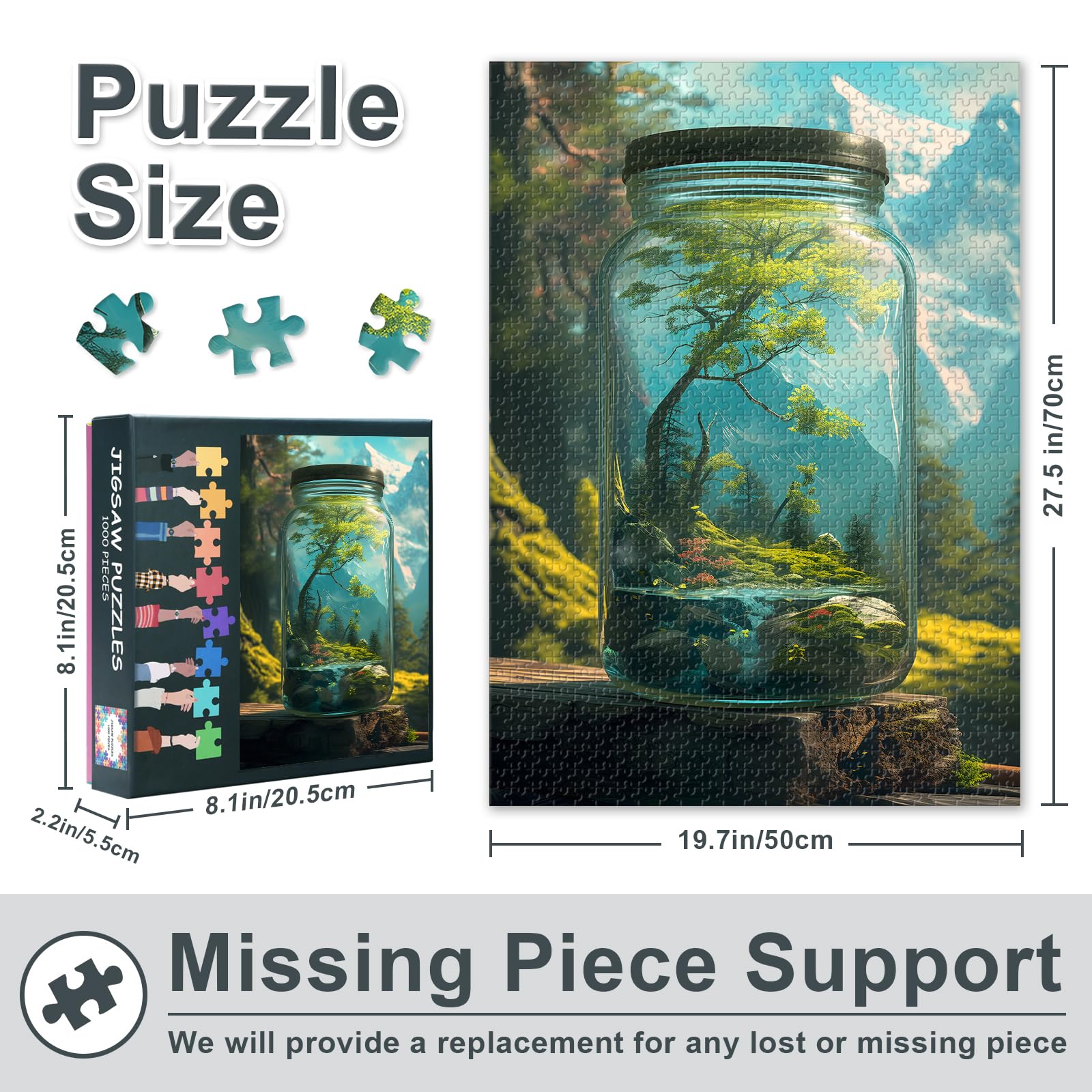 Puzzle sztuka do dekoracji domu, szklane szkło, z widokiem na góry, puzzle, 1000 sztuk dla dorosłych, trudne wyzwania, butelka i krajobraz, puzzle dla dorosłych, prezenty 50 x 70 cm