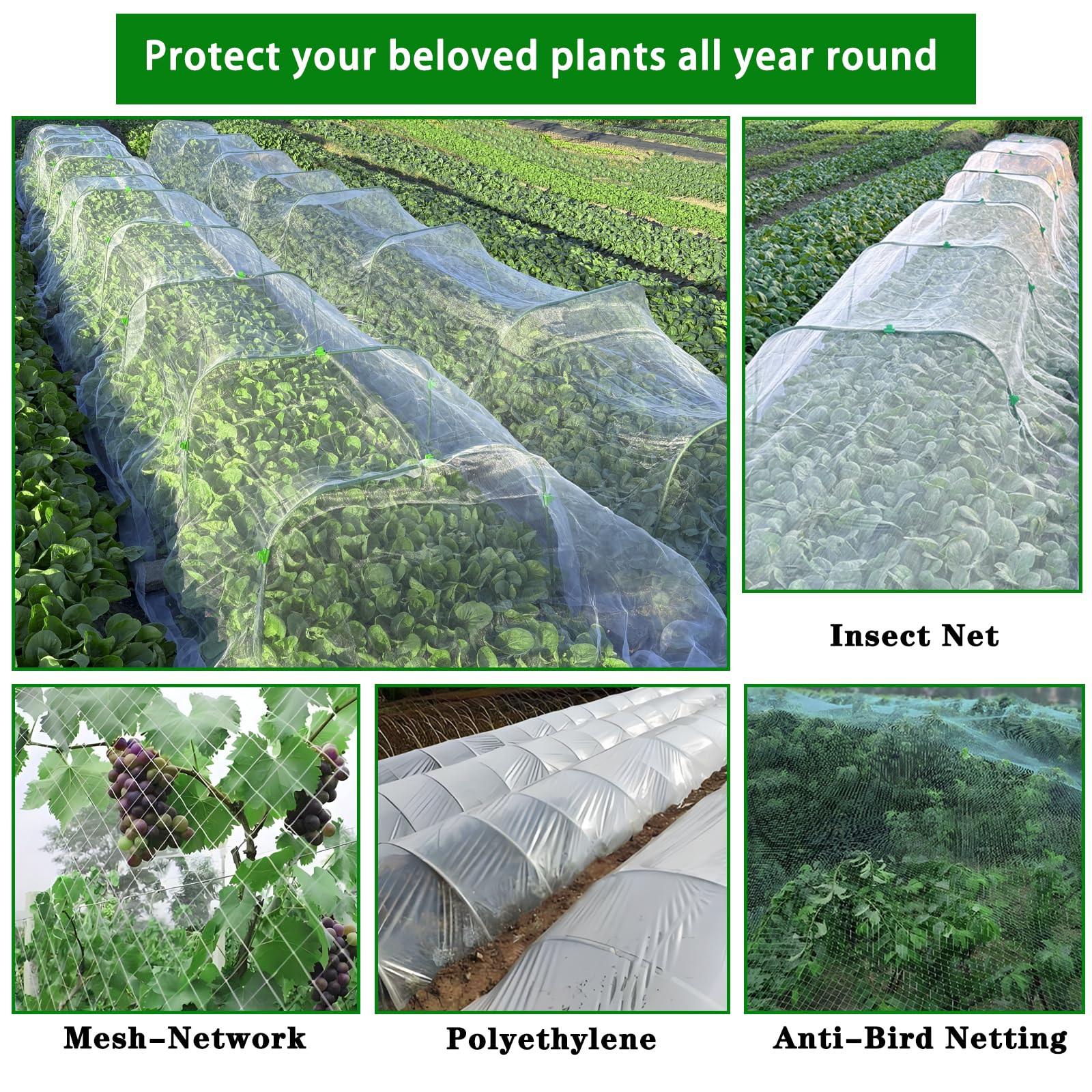 8 Packs 82x105cm Garden Hoops for Netting with 24 Clips,Rust-Free Detachable Stakes Grow Tunnel Hoop for Garden Netting Frame,Greenhouse Hoops Plant Support Frame for Tall Plants(有专利) - Image 4