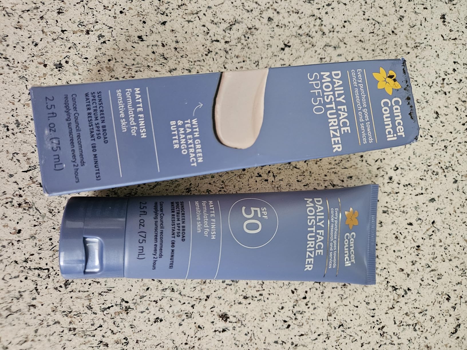 Cancer Council Daily Moisturizer Sunscreen for Face, SPF50+, Sun Care with Green Tea Extract Broad Spectrum UVA/UVB Sun Protection, Sensitive Skin, Paraben & Fragrance Free, Water Resistant, 2.5fl. Oz