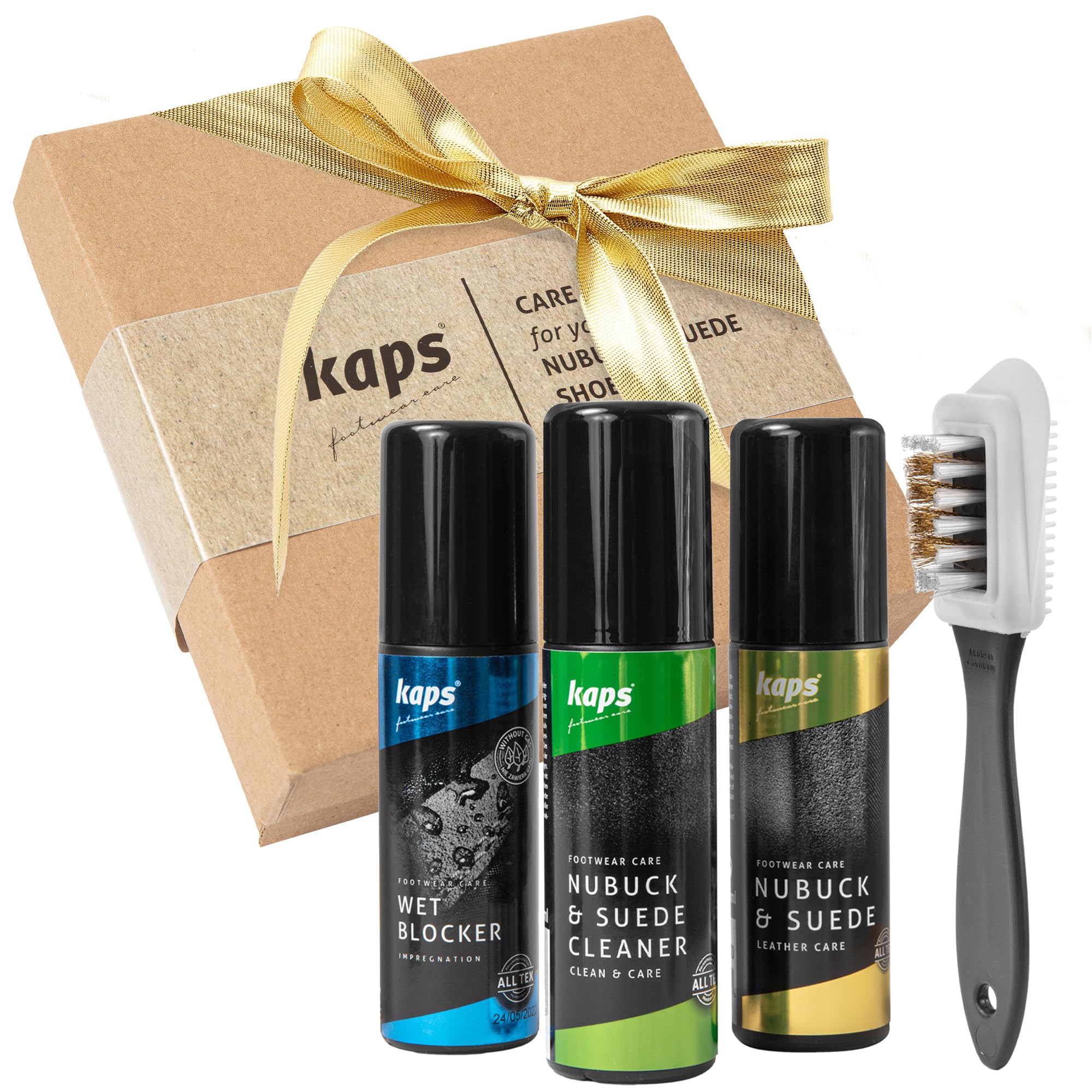 Kaps Complete Shoe Clean and Care Kit, Shoe Care Set for Nubuck and Suede Boots and Shoes, Footwear Cleaning Kit with Gift Box by