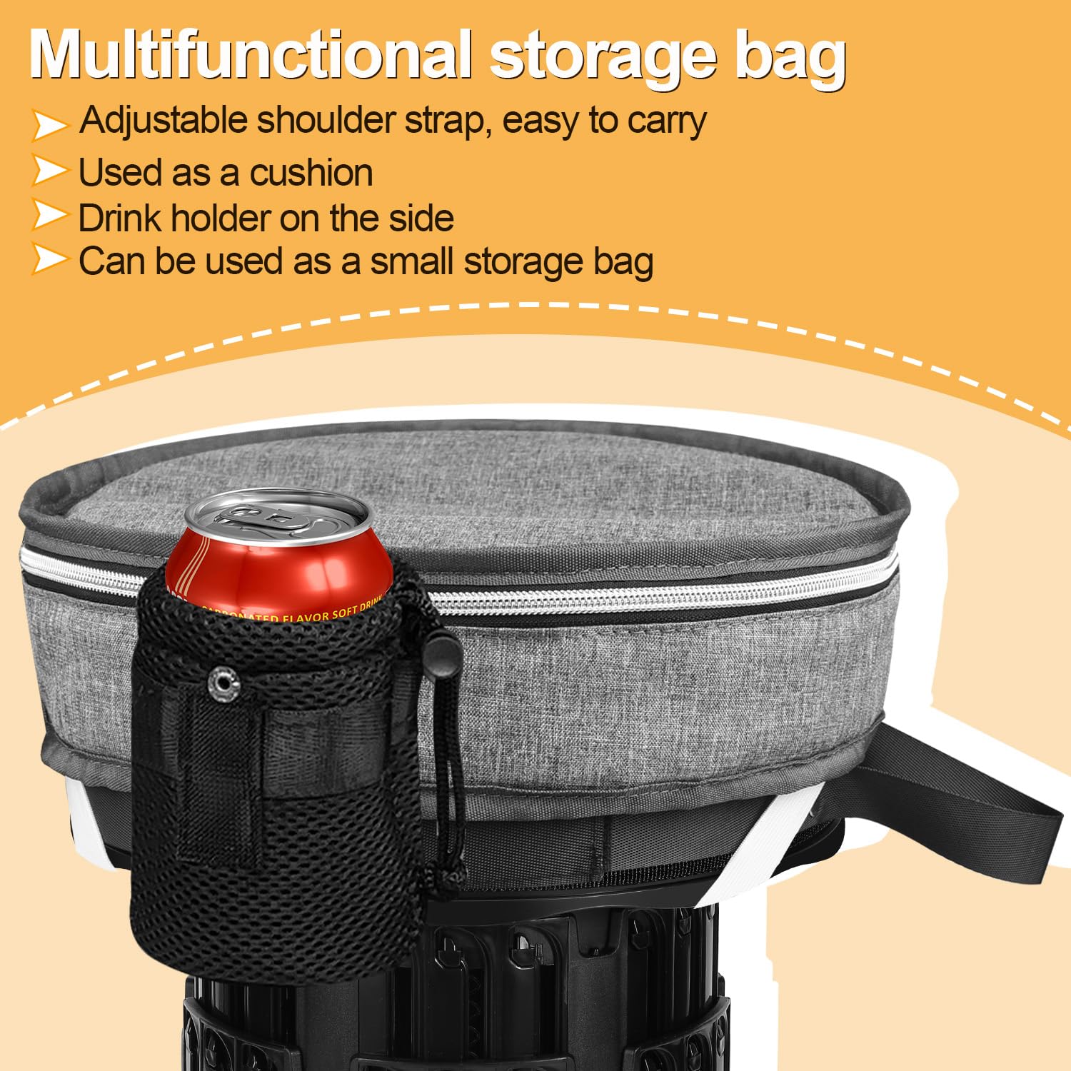 Aukivon Upgraded Collapsible Stool with Load Capacity 600lbs, Stable Folding Stool with Triple Slide, Portable Camping Chair 3-in-1 Carry Bag, Retractable Telescoping Seat for Travel Hiking(Blue)