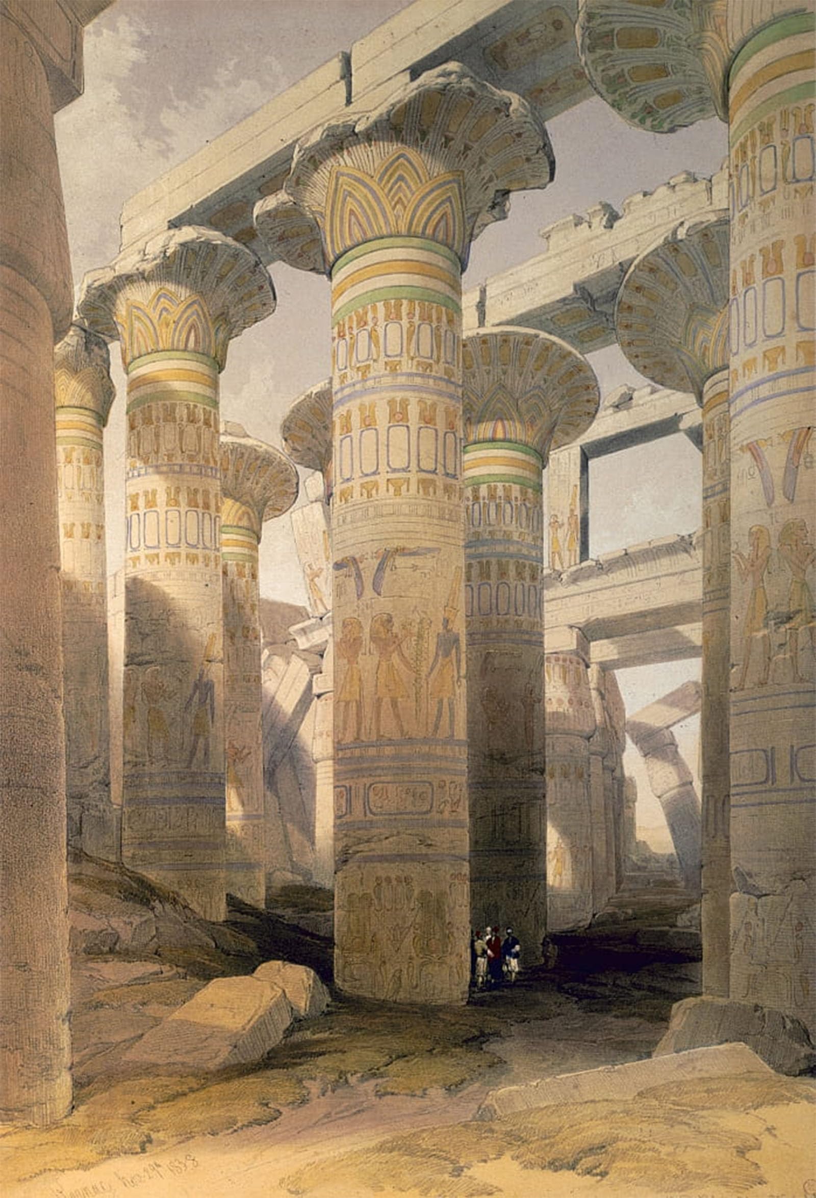 POSTERIIk Vintage Art Print Images Pictures Print Hall of Columns Karnak by David Roberts Modern Colour Posters for Office Home Decor 60x90cm
