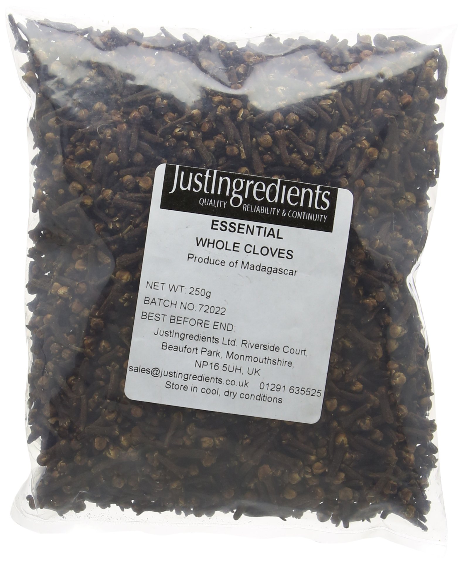 JustIngredients Essentials Cloves 250g - Whole Cloves Spice for Cooking, Baking & Mulled Drinks, Aromatic, Warming Syzygium Aromaticum Spice