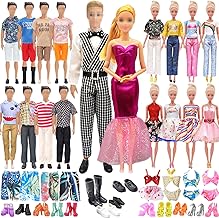 Lot de 27 vêtements et Accessoires pour poupées et Filles - 1 Costume - 5 vêtements décontractés - 2 Maillots de Bain - 1 Robe de soirée - 2 Robes - 2 vêtements décontractés - 2 Maillots de Bain -