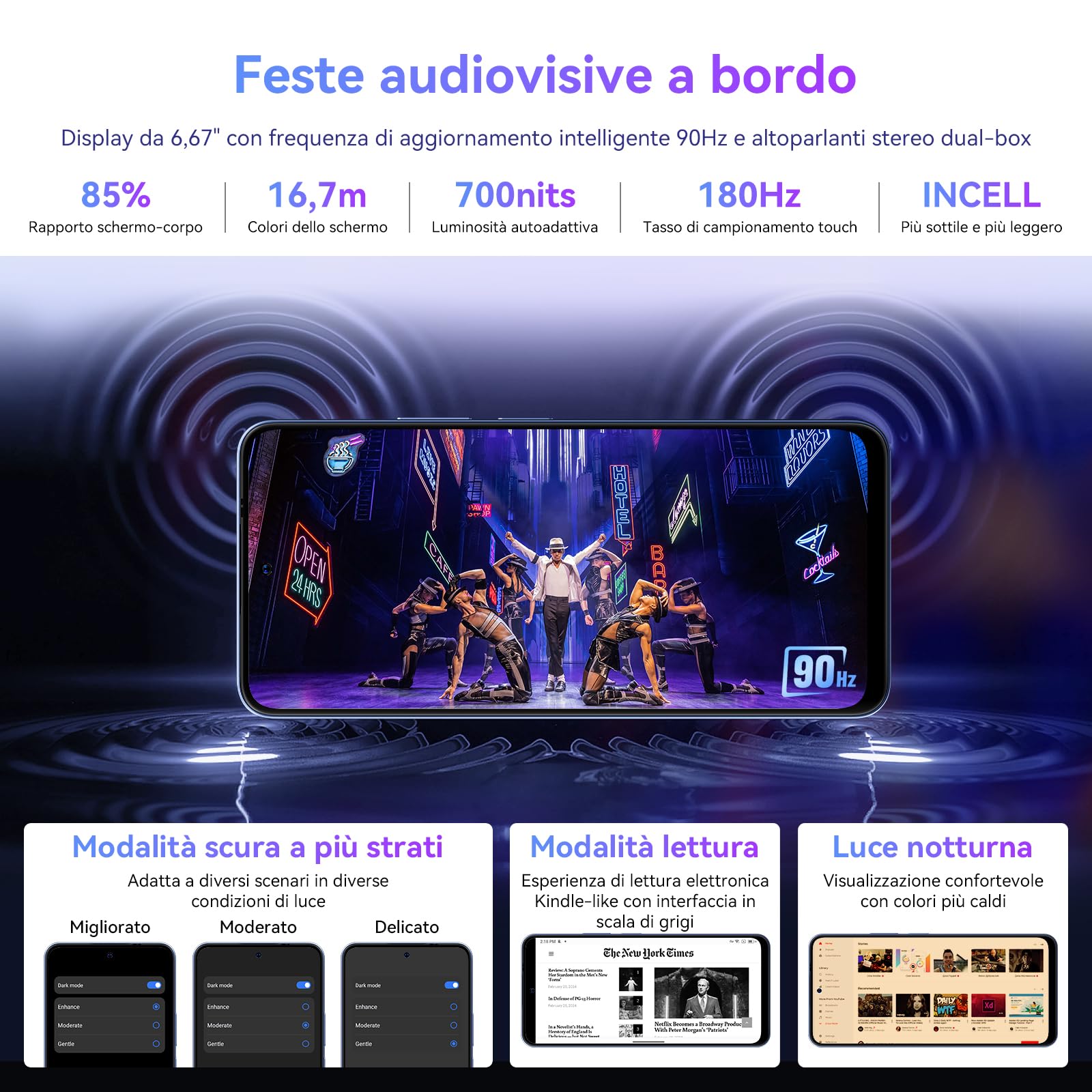 OSCAL Smartphone 5G 2025, 24GB+256GB/2TB-TF Telefono Cellulare, Octa-Core, 6.67" HD+ 90Hz, AI 50MP+8MP, 18W Ricarica Rapida, 5G Dual SIM Telefoni NFC/OTG/GPS