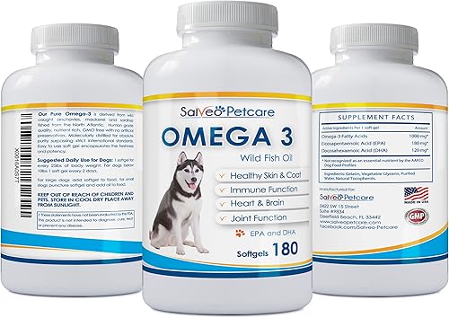 Miniatura 6 de Salveo Petcare Omega 3 Aceite de pescado para perros  Suplemento natural para mascotas para abrigo brillante  Wild Caught más EPA y DHA que aceite