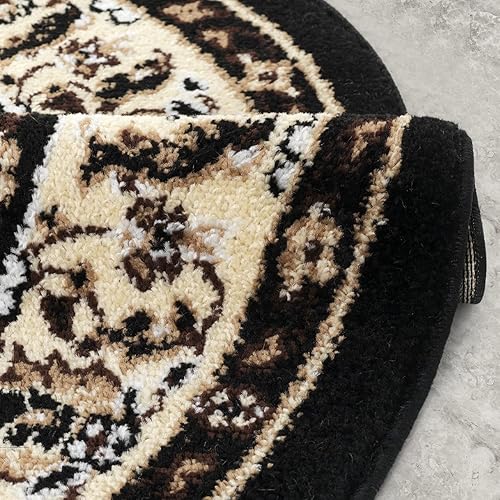 Vista 137 de Antep Rugs - Alfombra oriental de 6x9 con medallón tradicional para interior Siesta (beige negro, 6 pies 7 pulgadas x 9 pies)