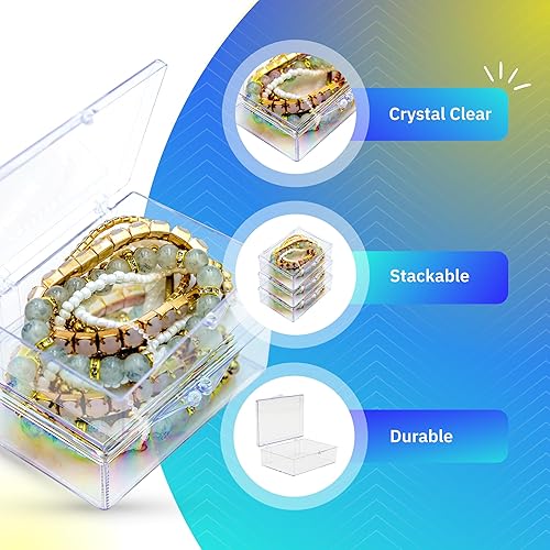 Miniatura 4 de Paquete de 10 recipientes de plástico transparente con bisagras, cajas de almacenamiento de recuerdos, 3 12 pulgadas de largo x 2 916 pulgadas de