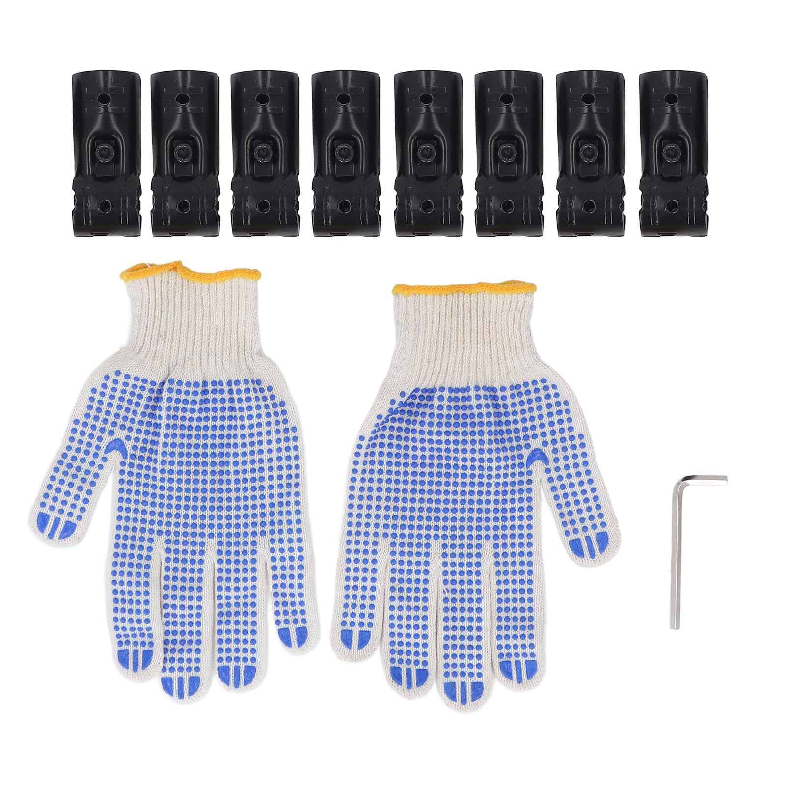 Juego de abrazaderas de tubo en forma de T de 28 mm, abrazaderas de metal resistentes para valla de eslabones de cadena, pasamanos, estantes, 8 juegos con pernos, tuercas y herramientas, acero