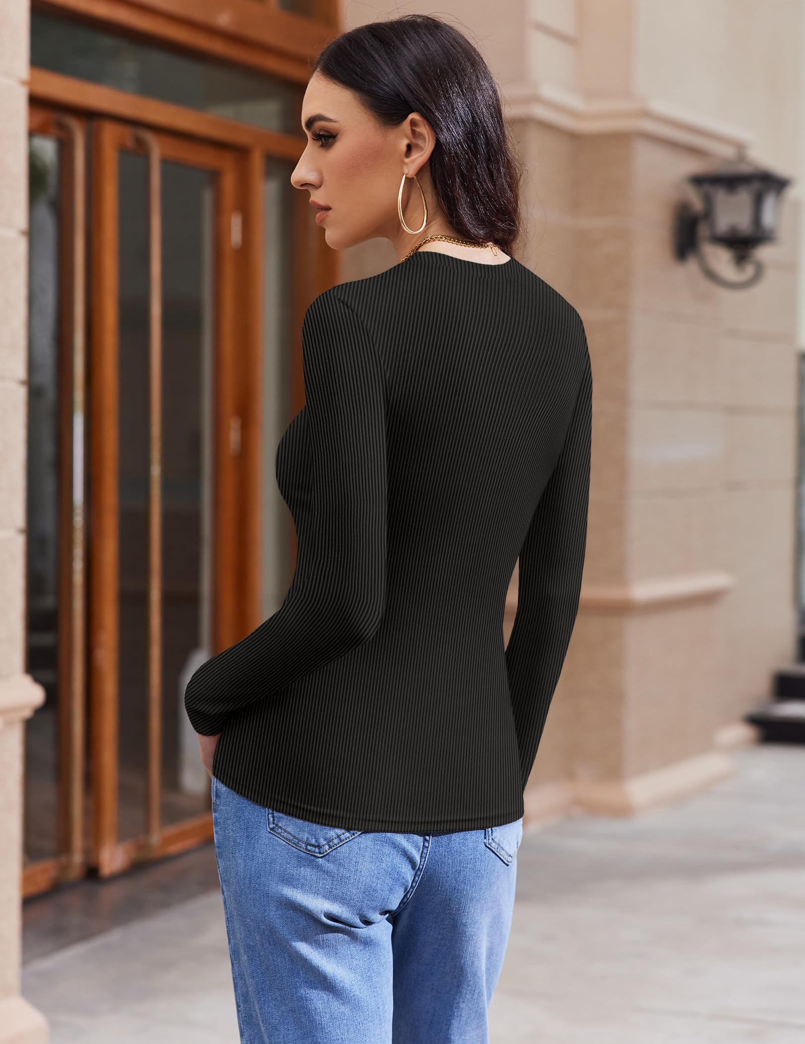 Ekouaer Maglia Termica Donna da 3 Manica Lunga Girocollo Intimo Termico Maglietta Inverno Top, S-XXL