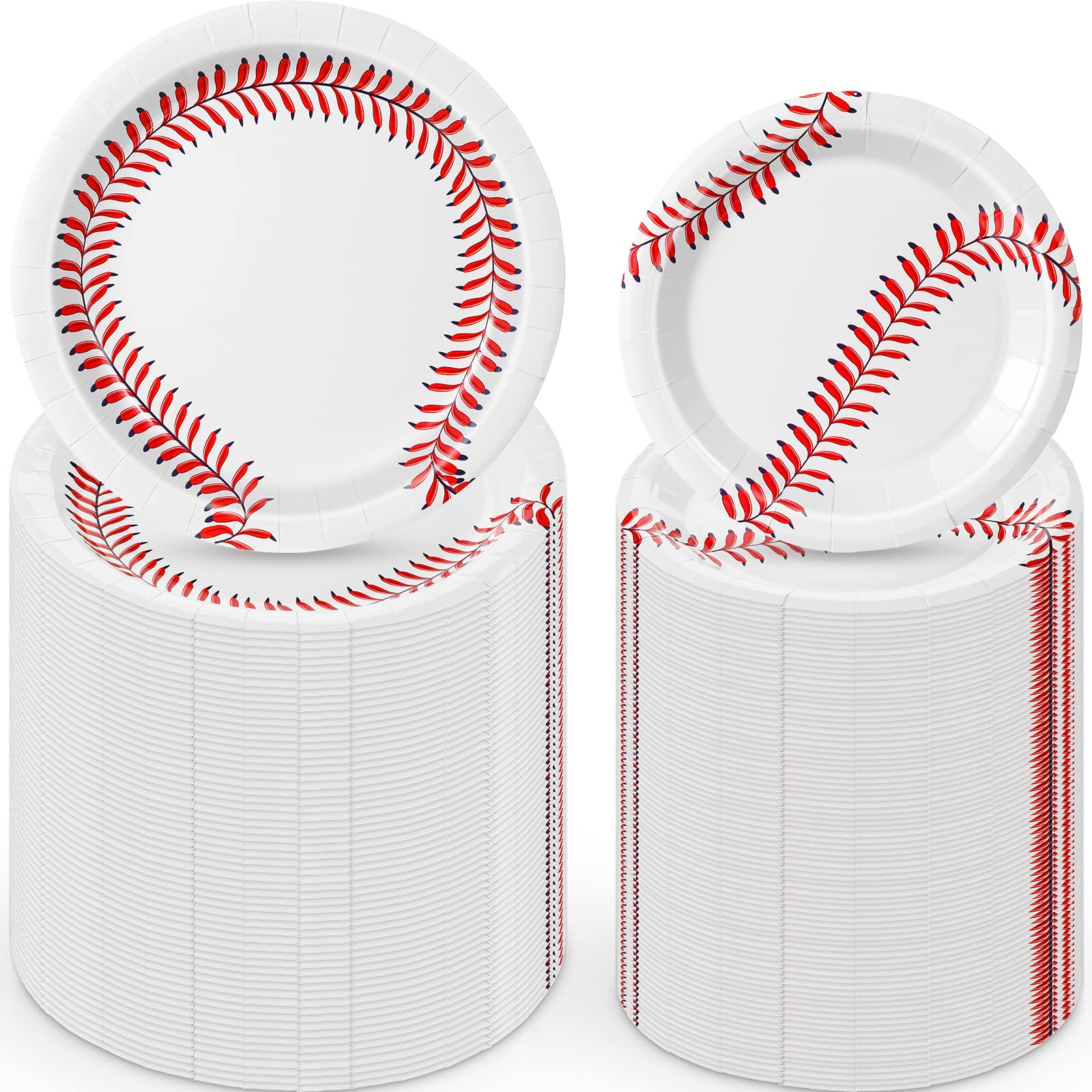 Assiettes En Papier Thème Baseball - Lot De 24 Paquets (2 Tailles : 9 Et 7 Pouces) - Pour Fêtes, Anniversaires, événements Sportifs - 6