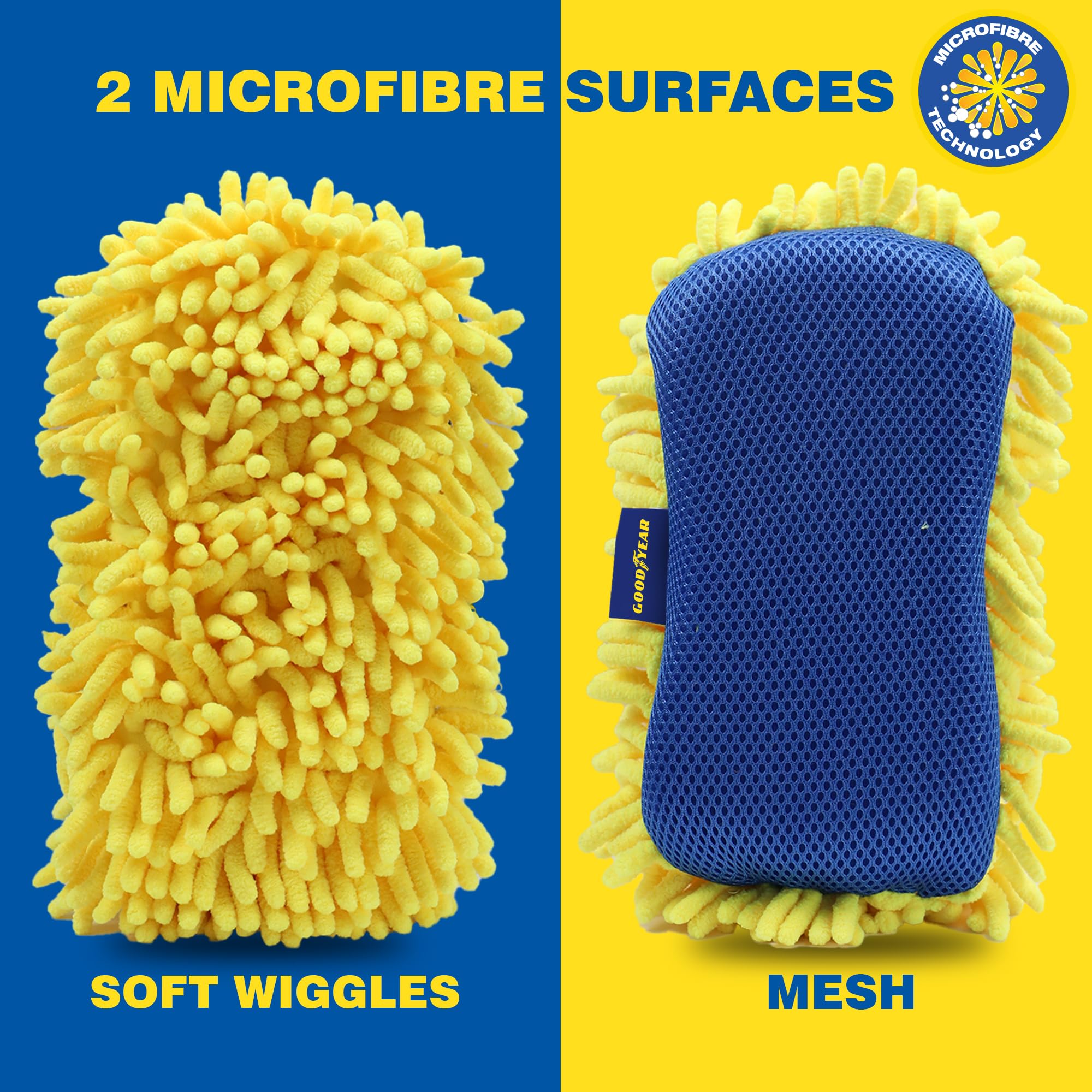 2Pcs Goodyear 2 In 1 Microfibre Noodle Sponge Valet Car Wash Cleaning Mesh Pad - Foto 10