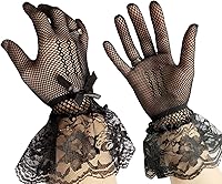 Vista 6 de Fascinators - Pinza para el pelo con plumas de cóctel, con 1 par de guantes de encaje negro