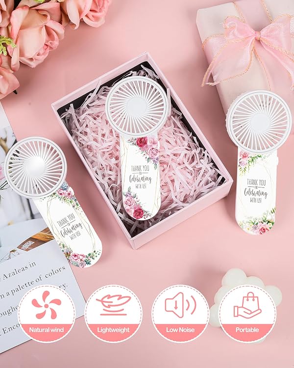 Knsdtsy 50 Pcs Wedding Mini Fans - Personal Portable Mini Handheld Electric Fans for Wedding Favor - Bulk Battery Powered, Battery Not Include, Elegant Forest（Green） by Knsdtsy - Image 2