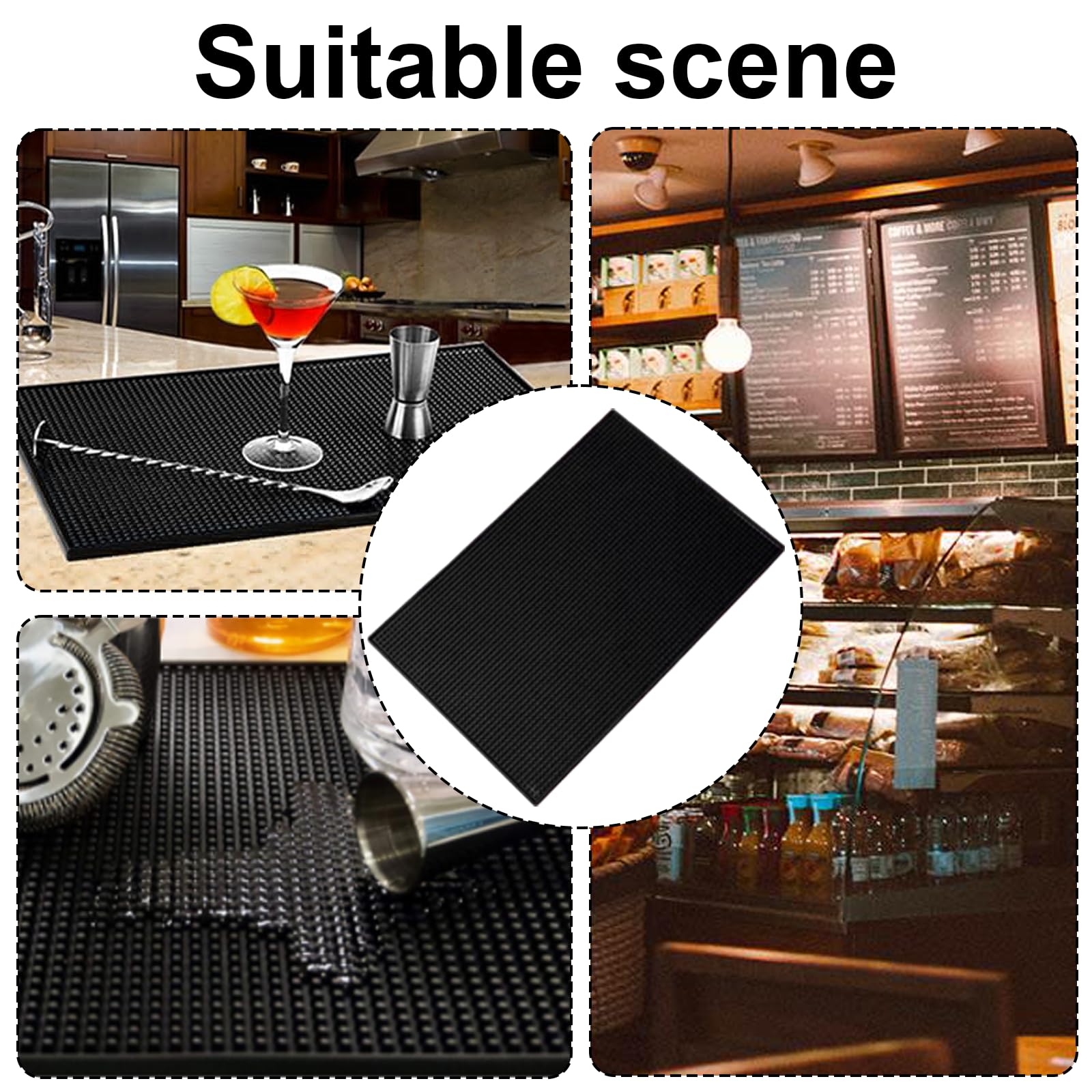 Tapis de bar en caoutchouc de 45 x 30 cm d'épaisseur, tapis de service de bar, tapis de protection antidérapant pour café, bar, maison et hôtel, 45,7 x 30,5 cm