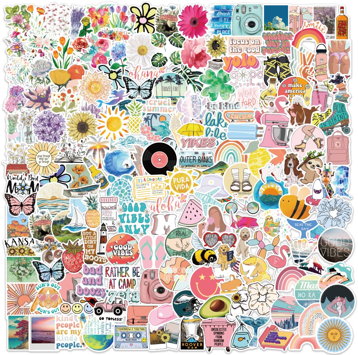 Kaderas Aesthetic Pack Of 200 Stickers Vinyl Stickers Waterproof Graffiti Vinyl Stickers For Adults Laptop Skateboard Scrapbook Suitcase