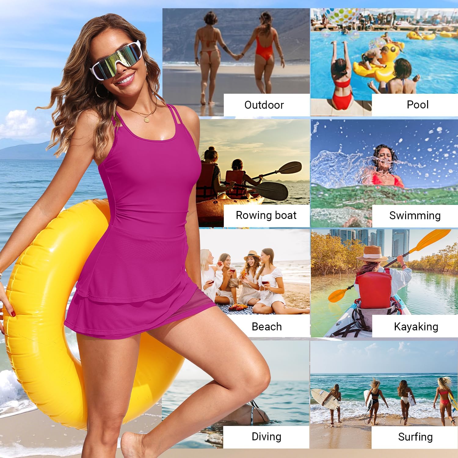 Daci One Piece Swimdress Swimsuits for Women Tummy Control Modest Swim Dresses Skirt Bathing Suit 2025 - Image 4